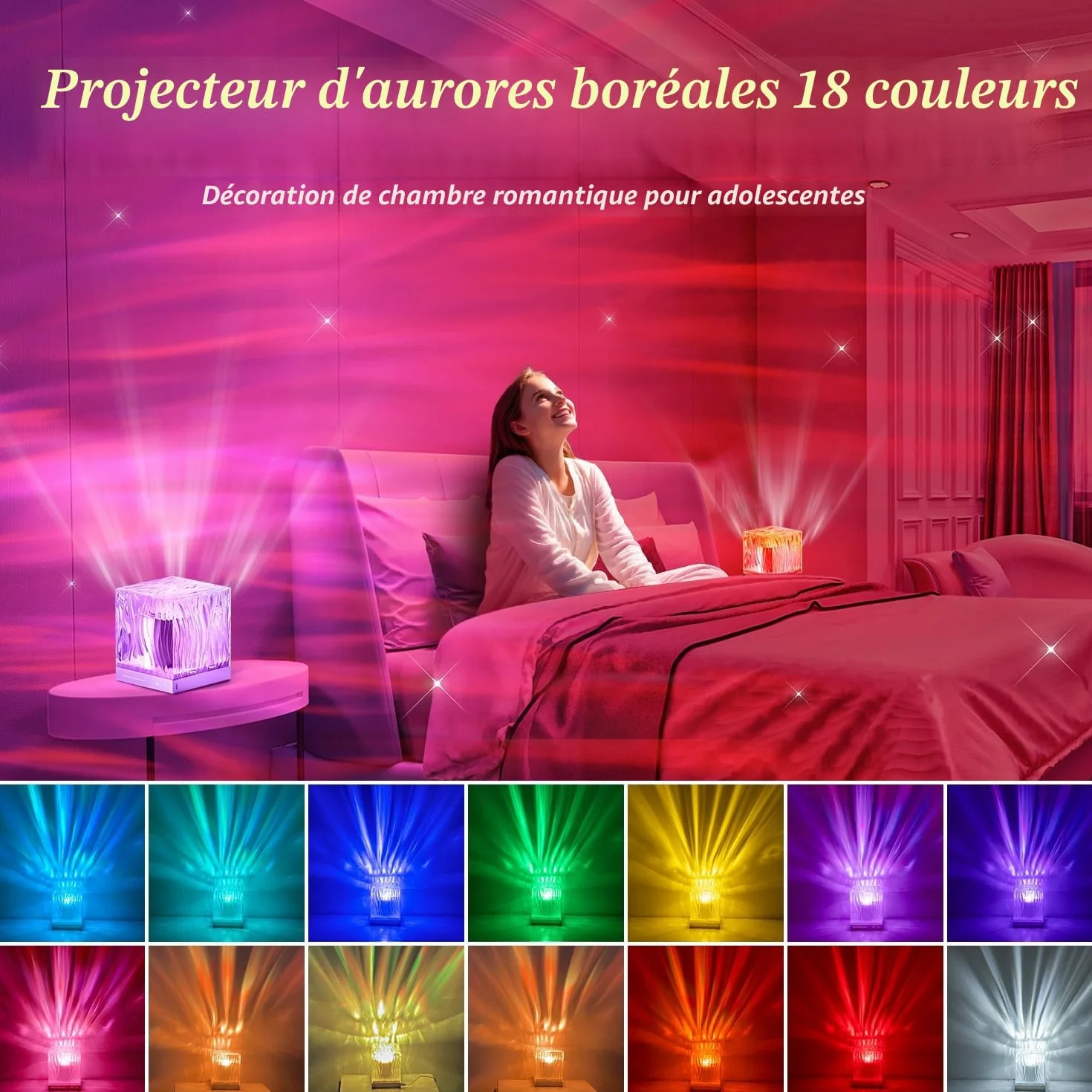 PIKOY Projecteur Ciel Etoile Veilleuse Enfant 18 Couleurs Lampe LED Chambre Decoration