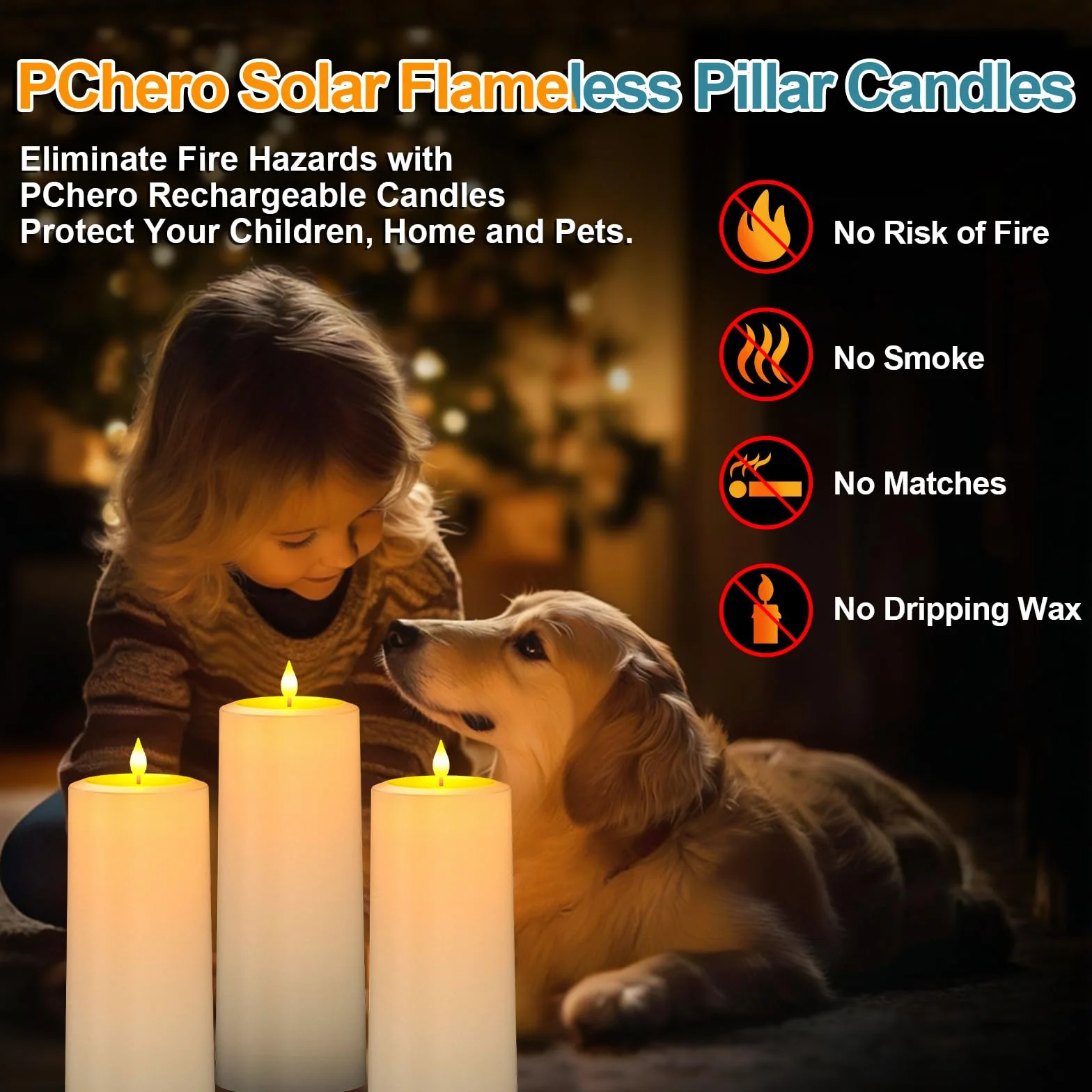 Bougie Pilier Solaire LED Rechargeable 2pcs Imperméable Flamme Vacillante avec Télécommande Extérieur Jardin