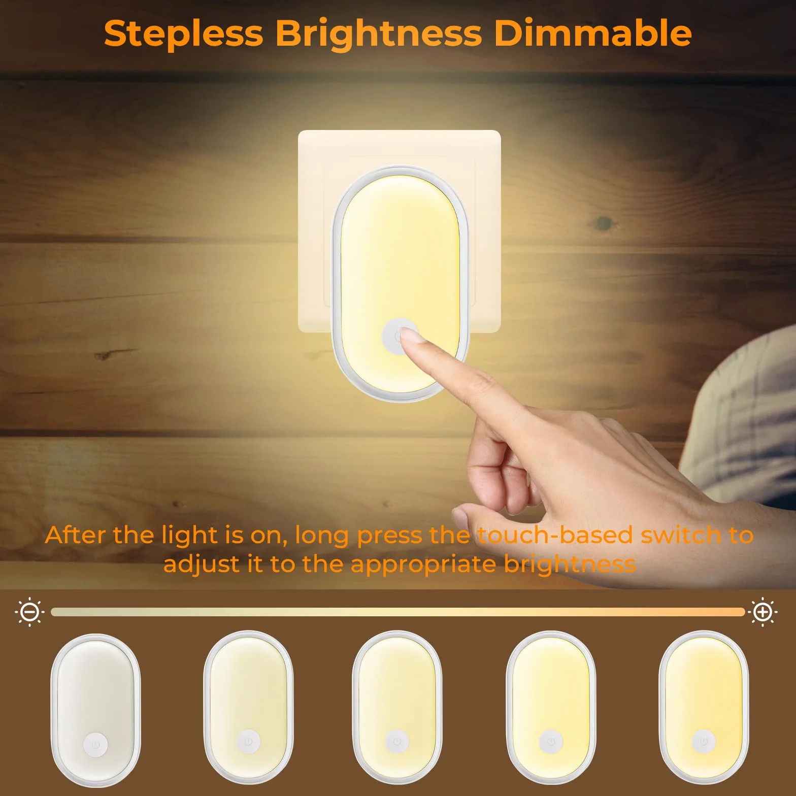 Alyvisun Veilleuse Prise Electrique Enfant avec Capteur de Crépuscule Tactile Dimmable, Blanc Chaud