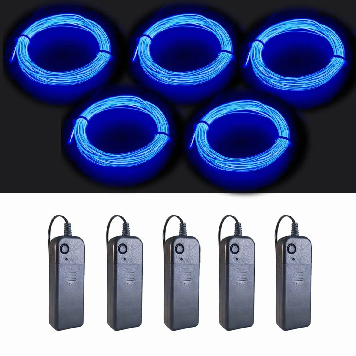 Tubes luminescents EL 9 pieds bleu avec contrôleur pour Halloween