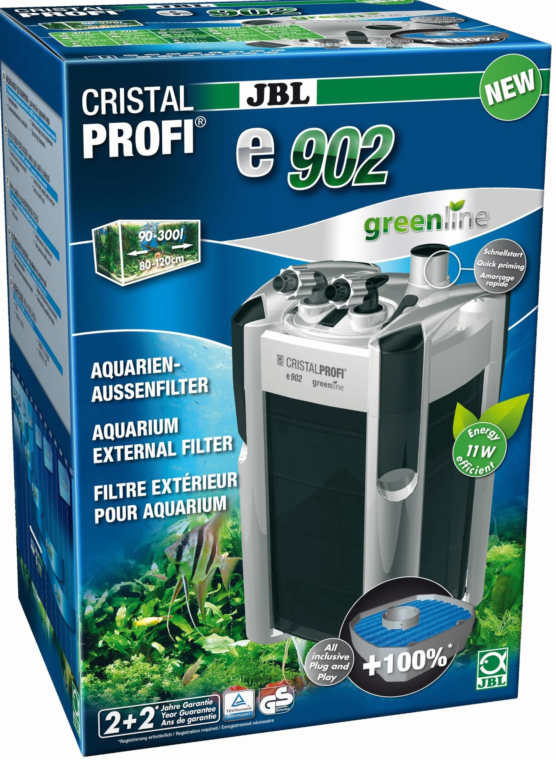 JBL CristalProfi E902 greenline filtre extérieur aquarium 90-300 l Argent