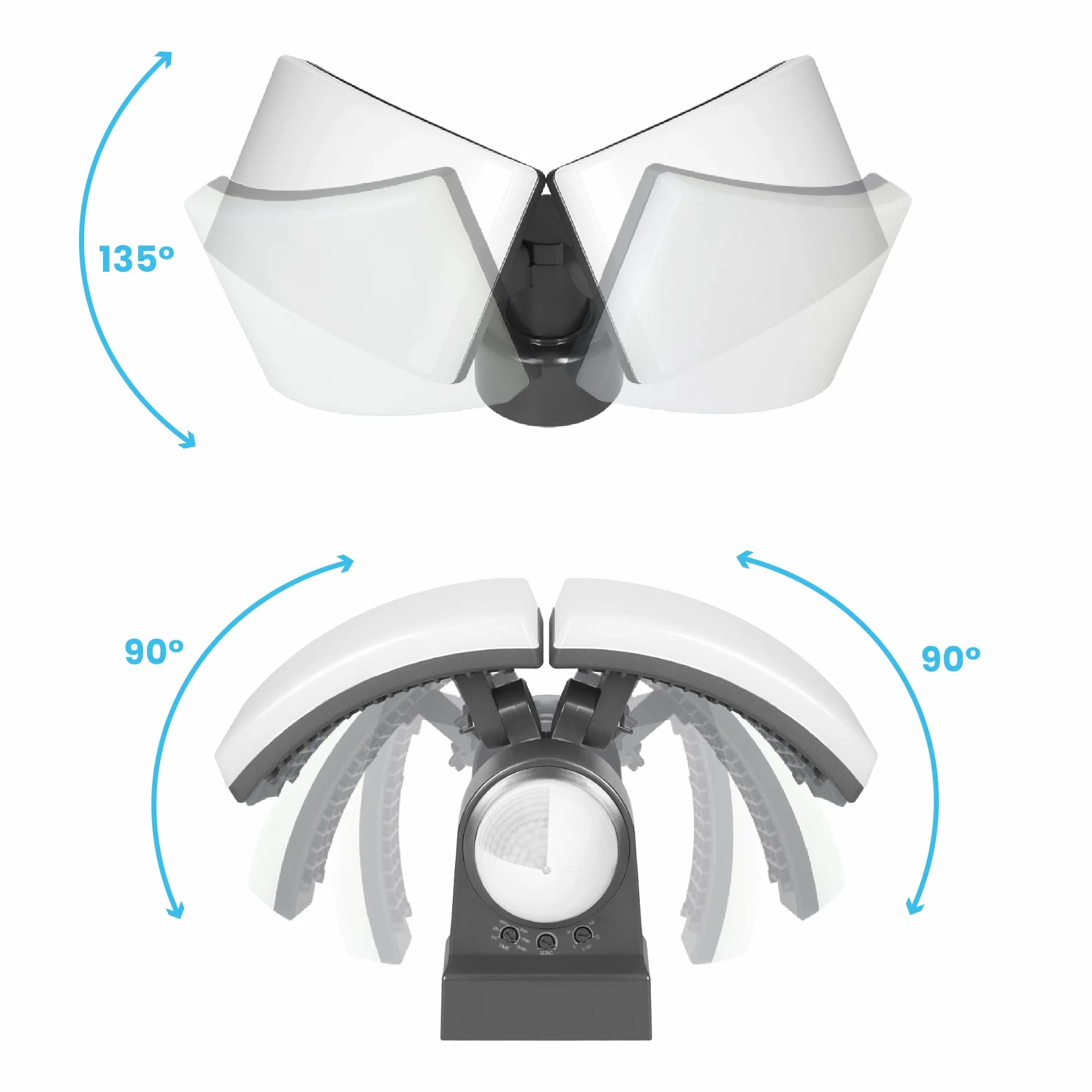 Projecteur LED Extérieur Double 2x20W 2x1600lm Blanc Chaud 3000K IP65 IK10 avec Détecteur de Mouvement