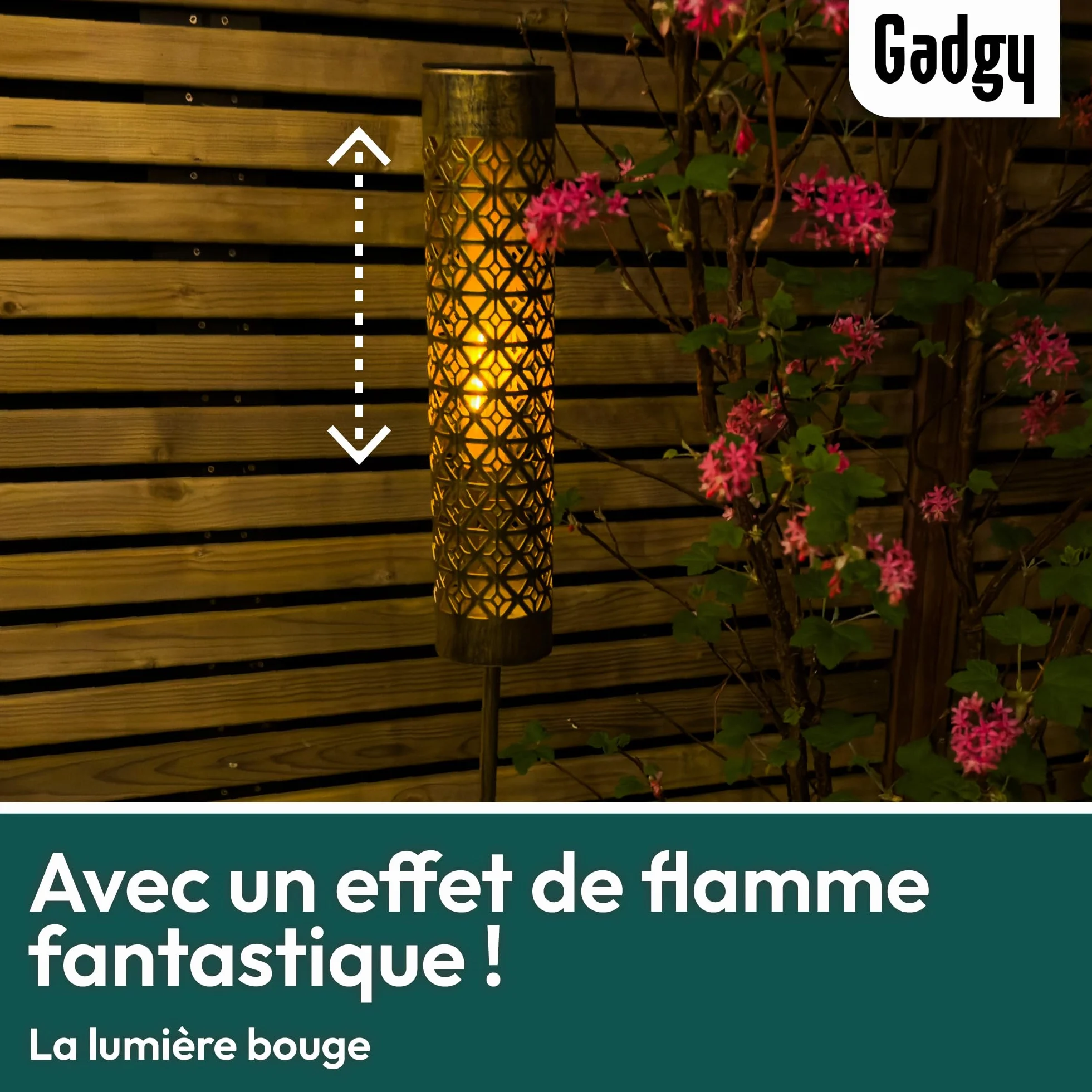 Lampes Solaires de Jardin avec Effet Flamme mobile – Lot de 2 Torches LED Extérieures en Métal