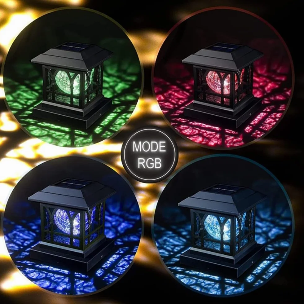 Lot de 2 lampes solaires pour poteau de clôture en verre craquelé IP44 noir