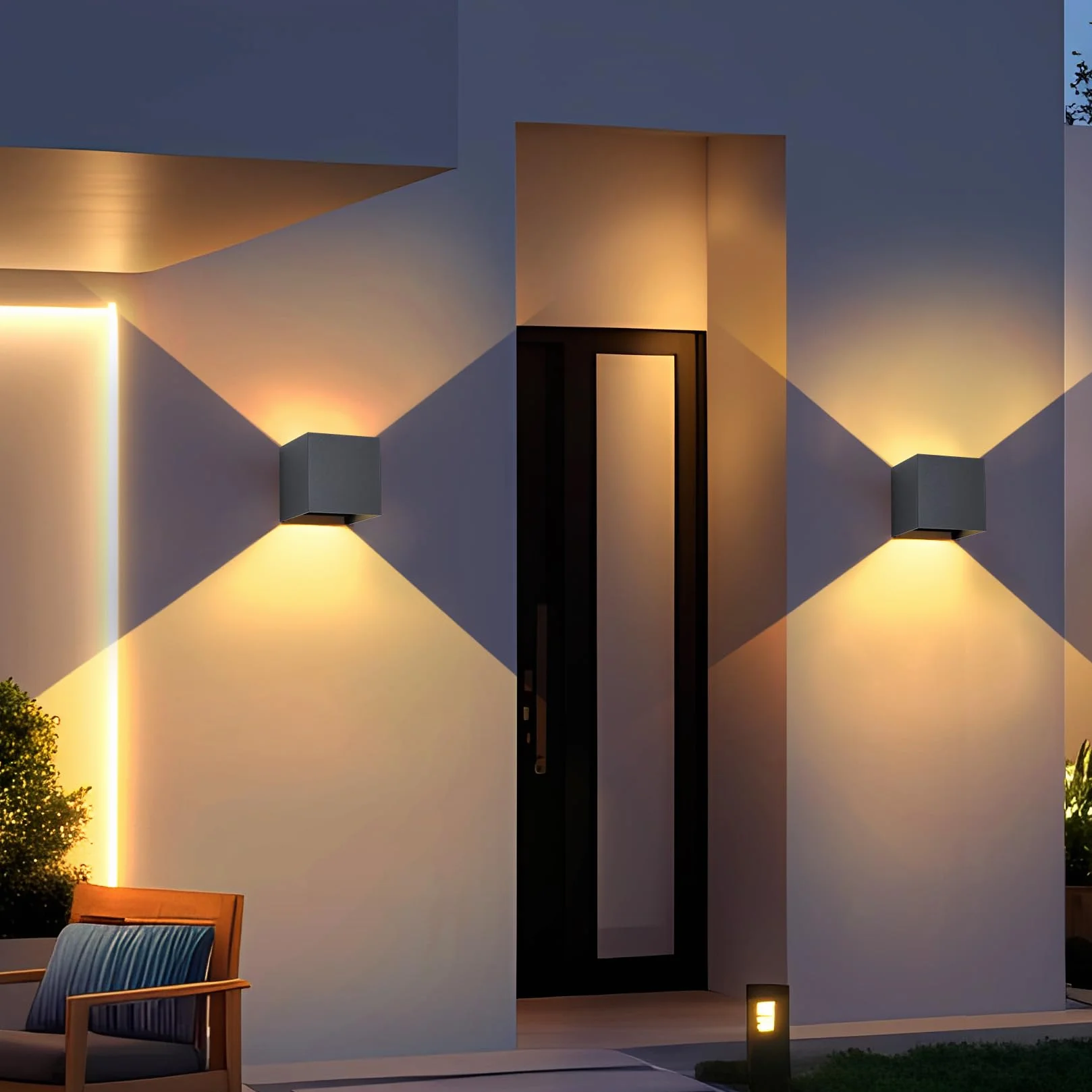 FUPE LED 15W Applique Murale Extérieure IP65 Étanche Lumière Réglable 3 Couleurs Aluminium 11cm Anthracite