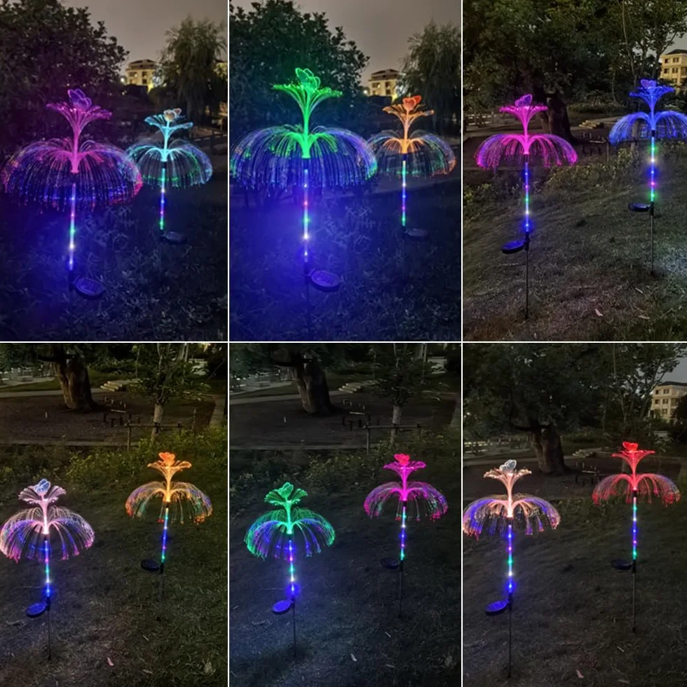 LED Solaire Double Couche Lumières Extérieures, Sept Couleur Gradient, Imperméable Sans Fil Crépuscule à l'Aube