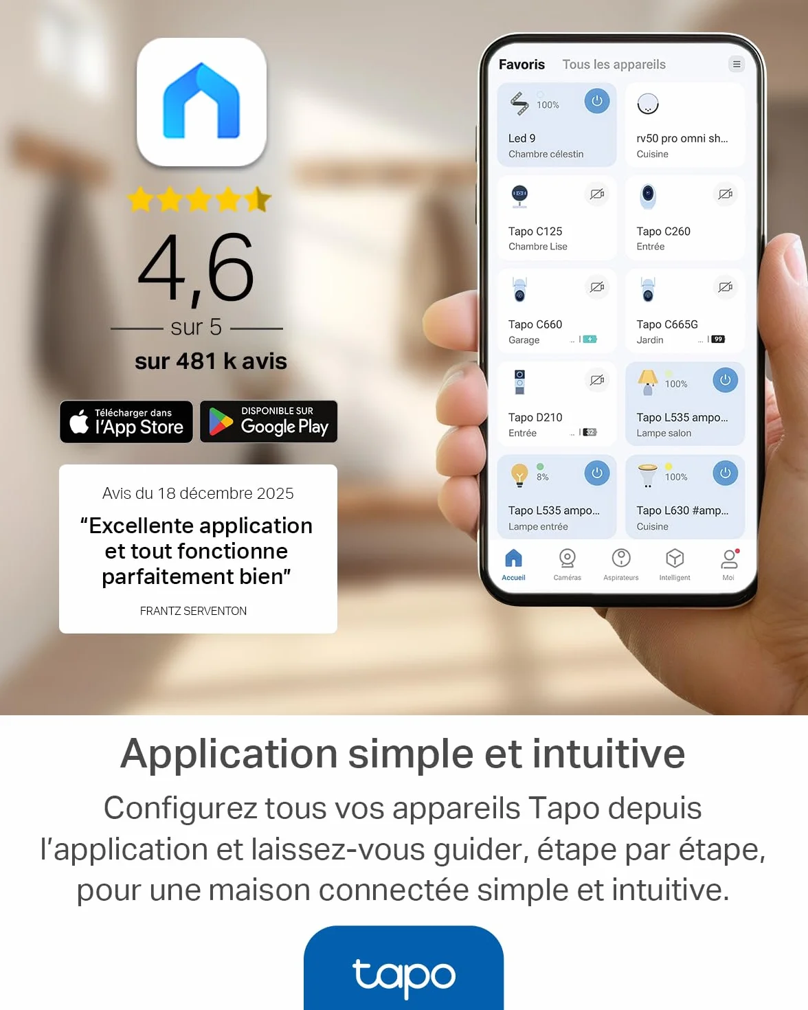 Tapo Ampoule Connectée WiFi LED E27 Multicolore 2500K-6500K Dimmable 8.7W 806Lm Compatible Alexa Google Home L530E 4-pack