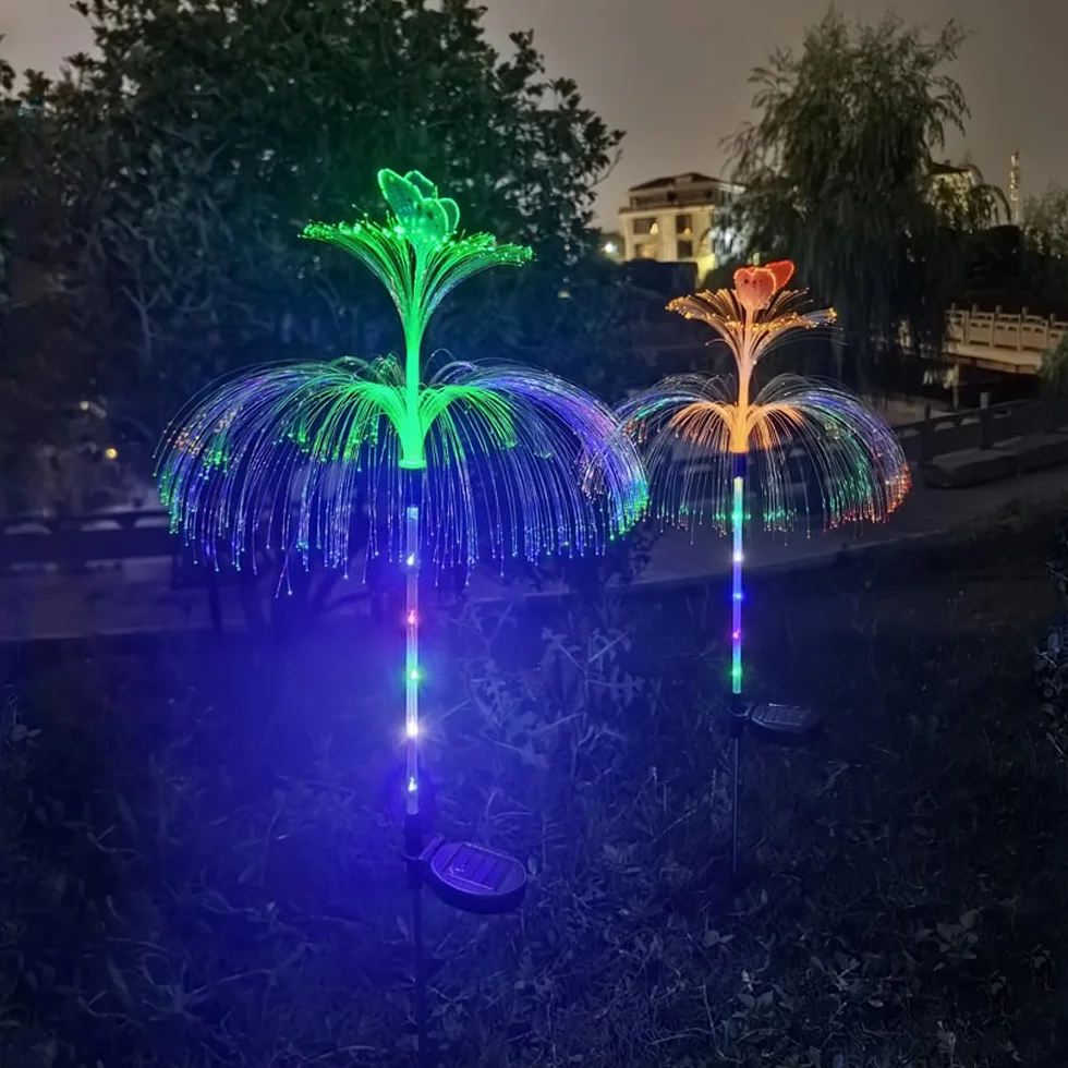 LED Solaire Double Couche Lumières Extérieures, Sept Couleur Gradient, Imperméable Sans Fil Crépuscule à l'Aube