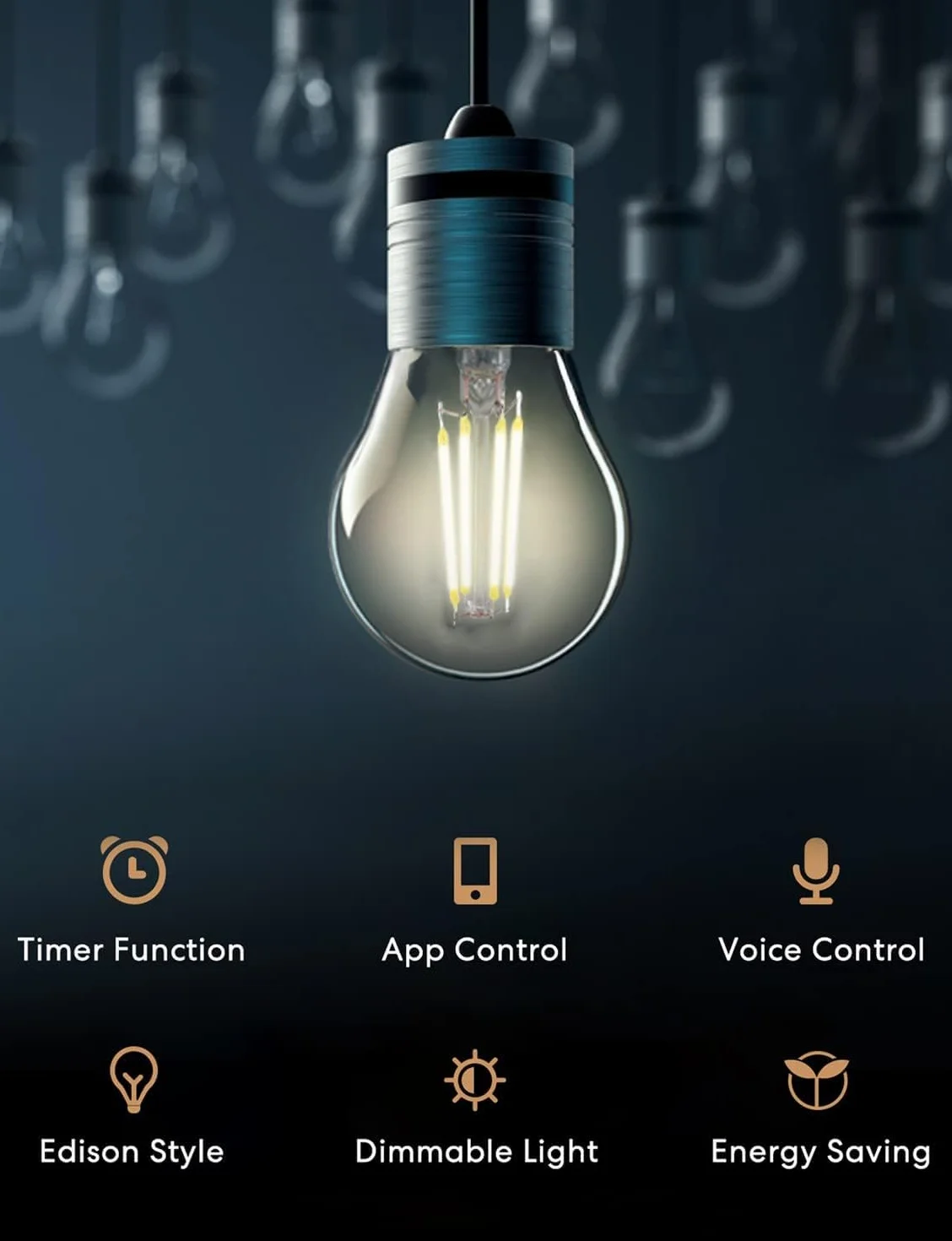 Meross Ampoule LED Connectée E27 Filament Edison Intelligente Compatible Apple HomeKit Alexa Google Home 810 LM Lot de 2 WiFi Dimmable Blanc Chaud 2700K