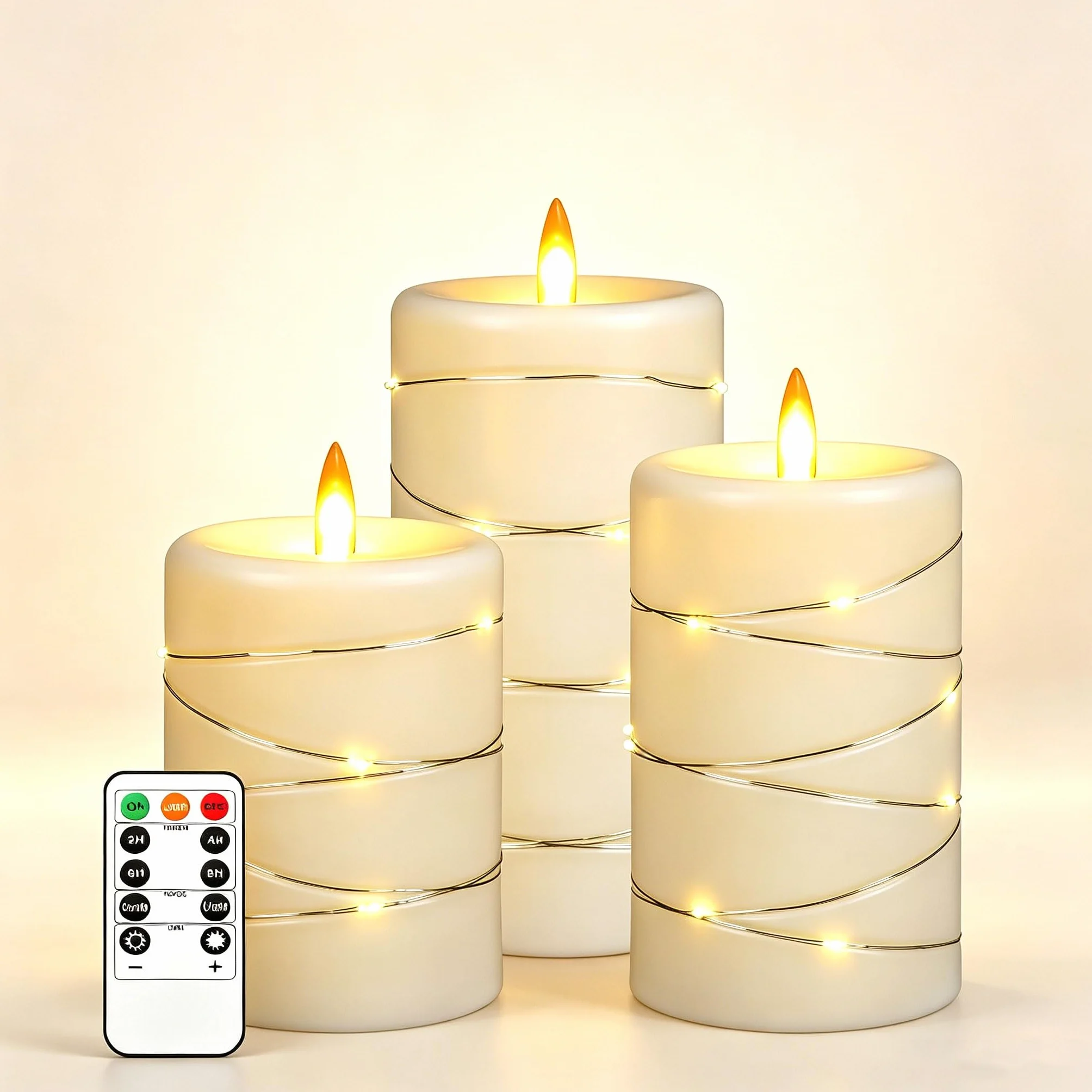 Bougies LED Ivoire Guirlande Lumineuse Flamme Réaliste Télécommande Plastique Réutilisable Écologique Déco Intérieure