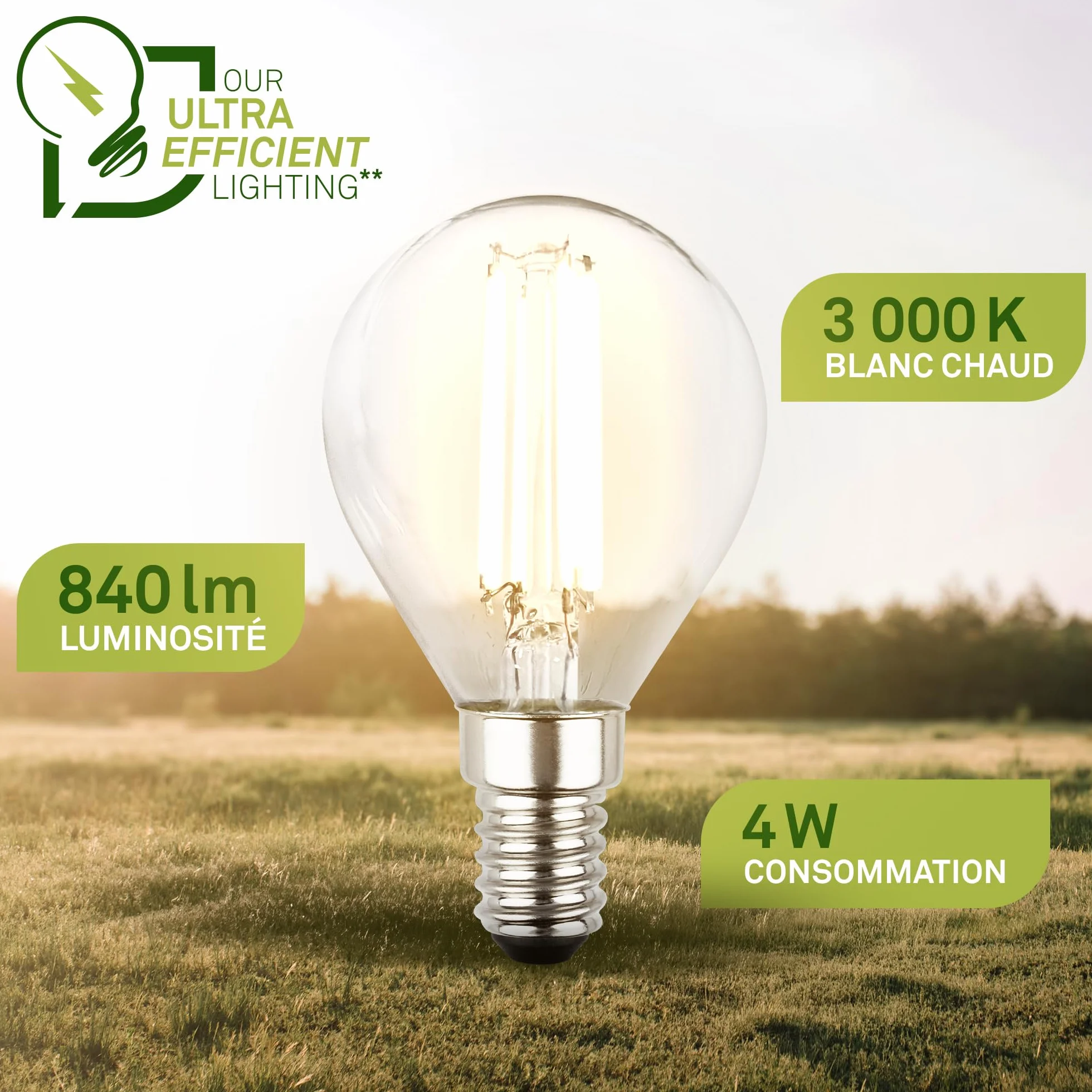 BRILONER Lot de 2 lampes à LED E14 4W 840 lm blanc chaud éclairage intérieur