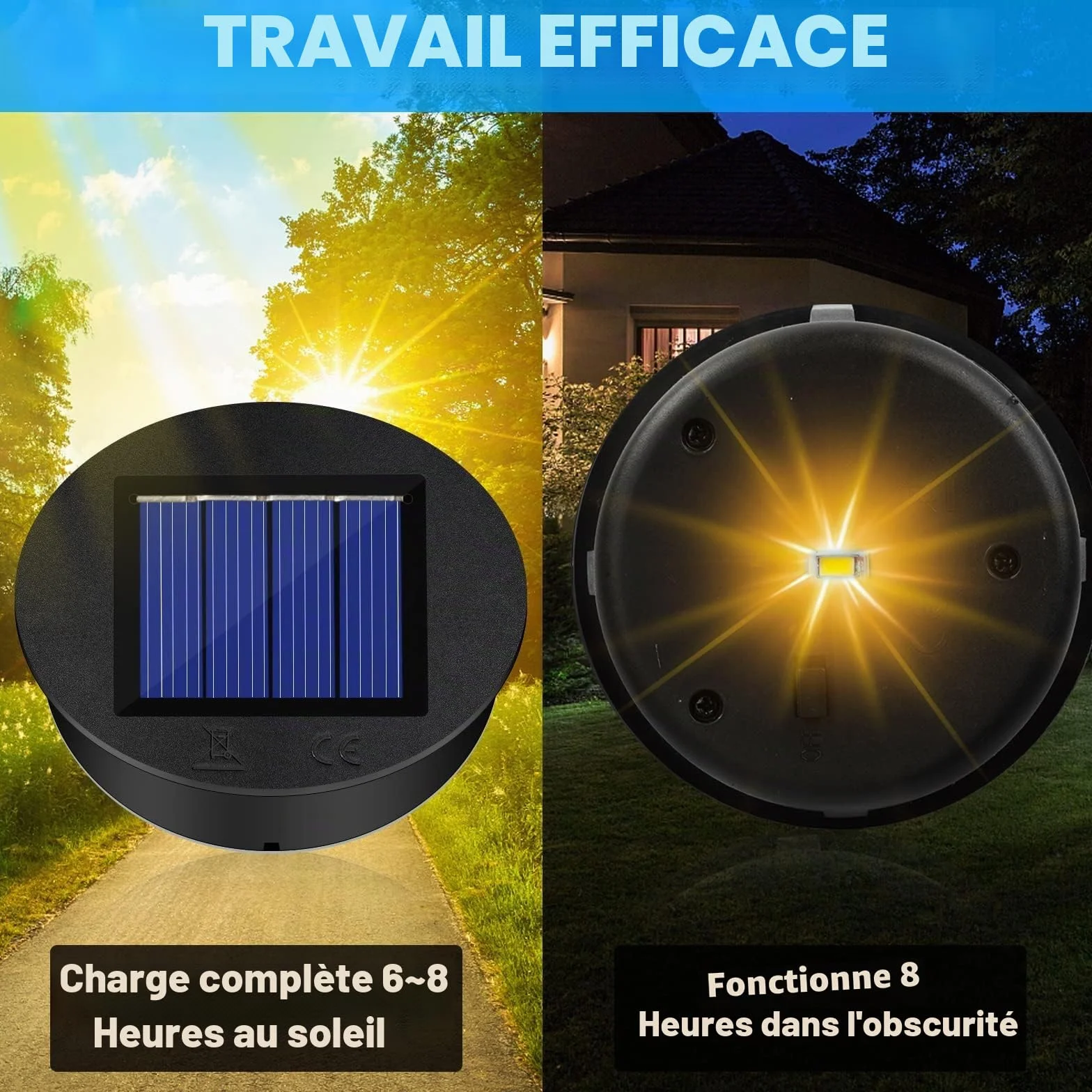 Lampes Solaires de Rechange 4 Pièces, Panneau Solaire Lanterne Couvercle, Remplacement Lumières Solaires Top 8cm
