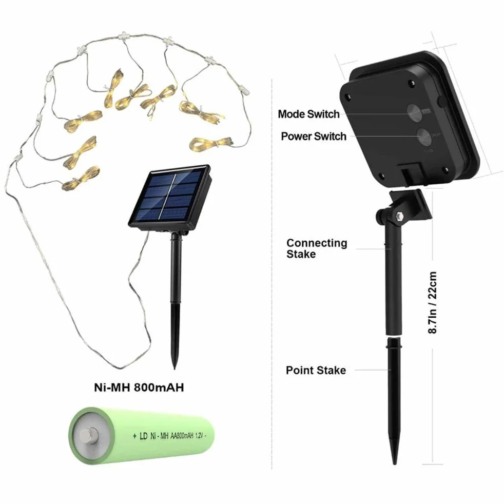 FTVOGUE Éclairage de Parasol Solaire 104 LED 8 Modes Guirlande Lumineuse pour Patio Extérieur (blanc chaud)