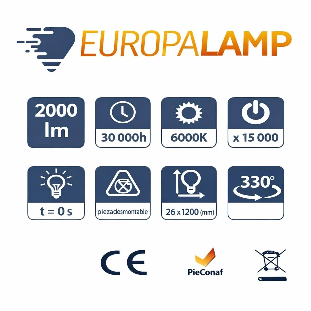 Europalamp Neon LED T8 18W 120cm Blanc Froid 6000k Gamme Pro