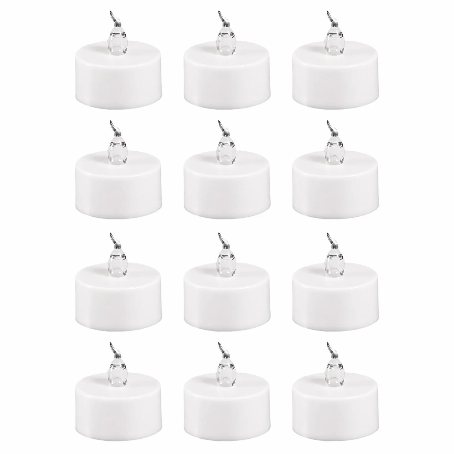 Bougies LED chauffe-plat jaunes chaudes à piles 12 pièces pour mariages fêtes