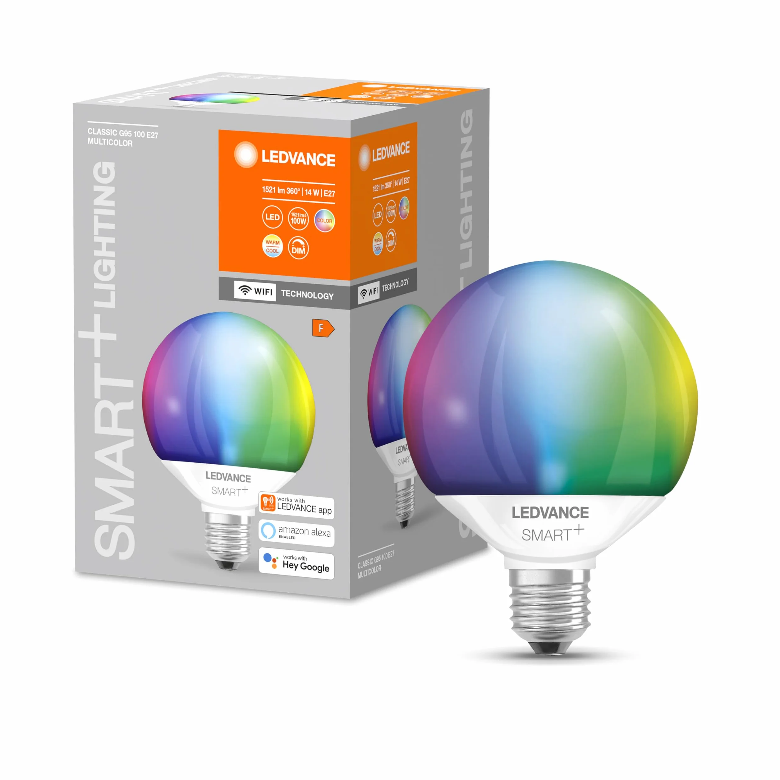 LEDVANCE Lampe LED intelligente Wifi E27 RGB gradable Globeform mat remplace 100W compatible Alexa Google App