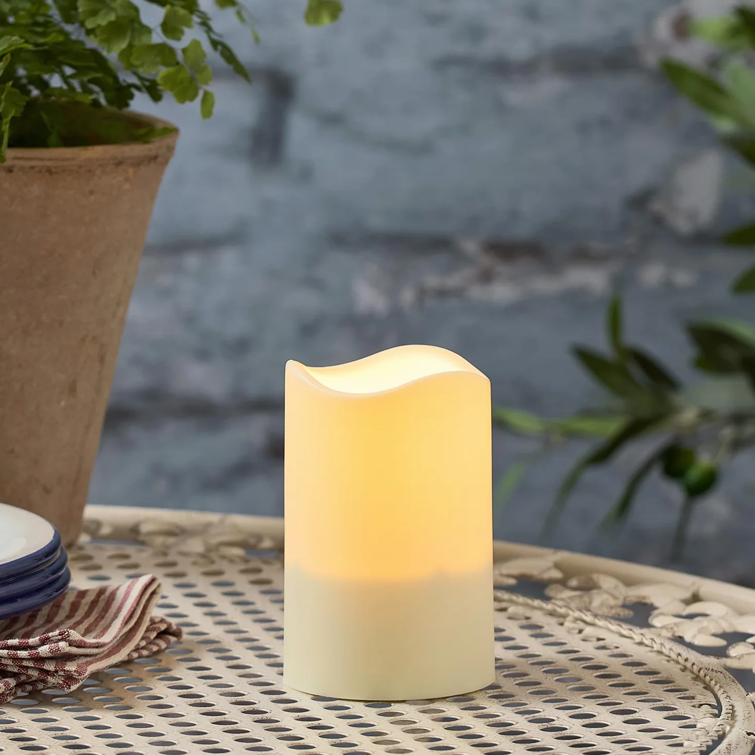 Lights4fun Lot de 3 Bougies Solaires LED Blanc Chaud Flamme Vacillante Étanche pour Extérieur