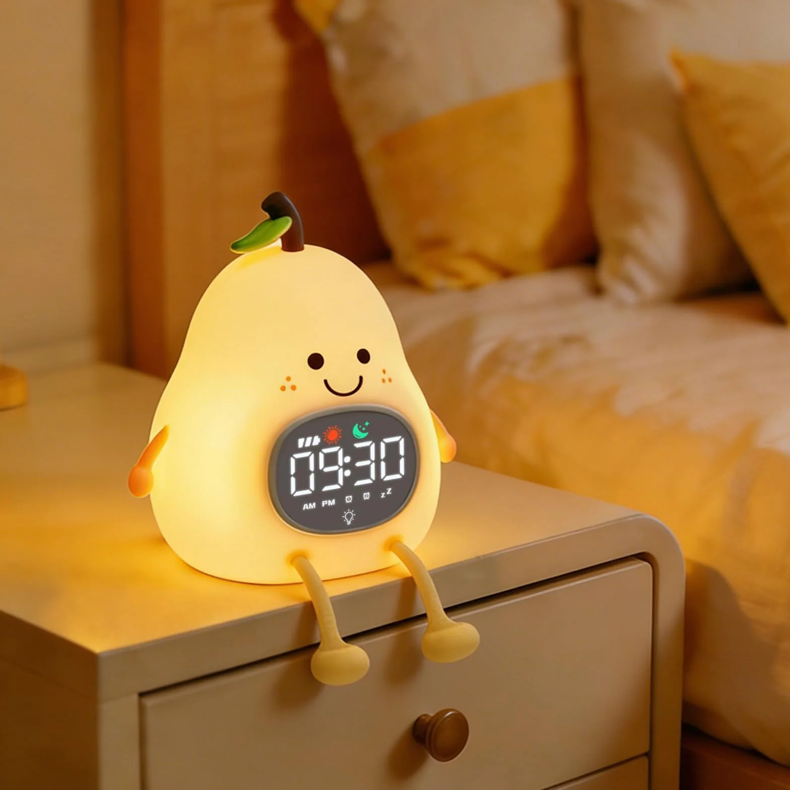 Réveil Enfant Éducatif Jour/Nuit Lumineux en Silicone avec Veilleuse