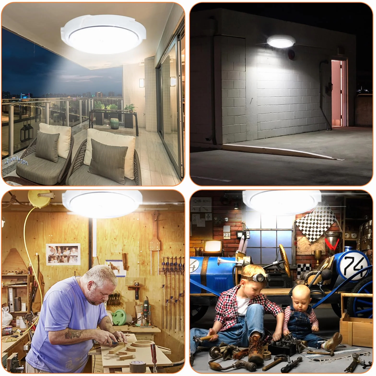 Solaire Lampe de Plafond Extérieur 100W avec Télécommande Câble 5m