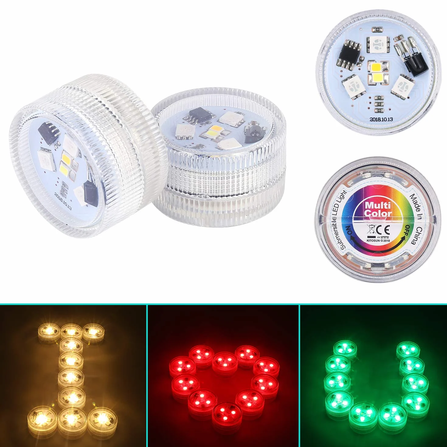 ALED LIGHT Mini Lumières LED Submersible RGB Multicolore Étanche avec 2 Télécommandes pour Piscine Étang Aquarium