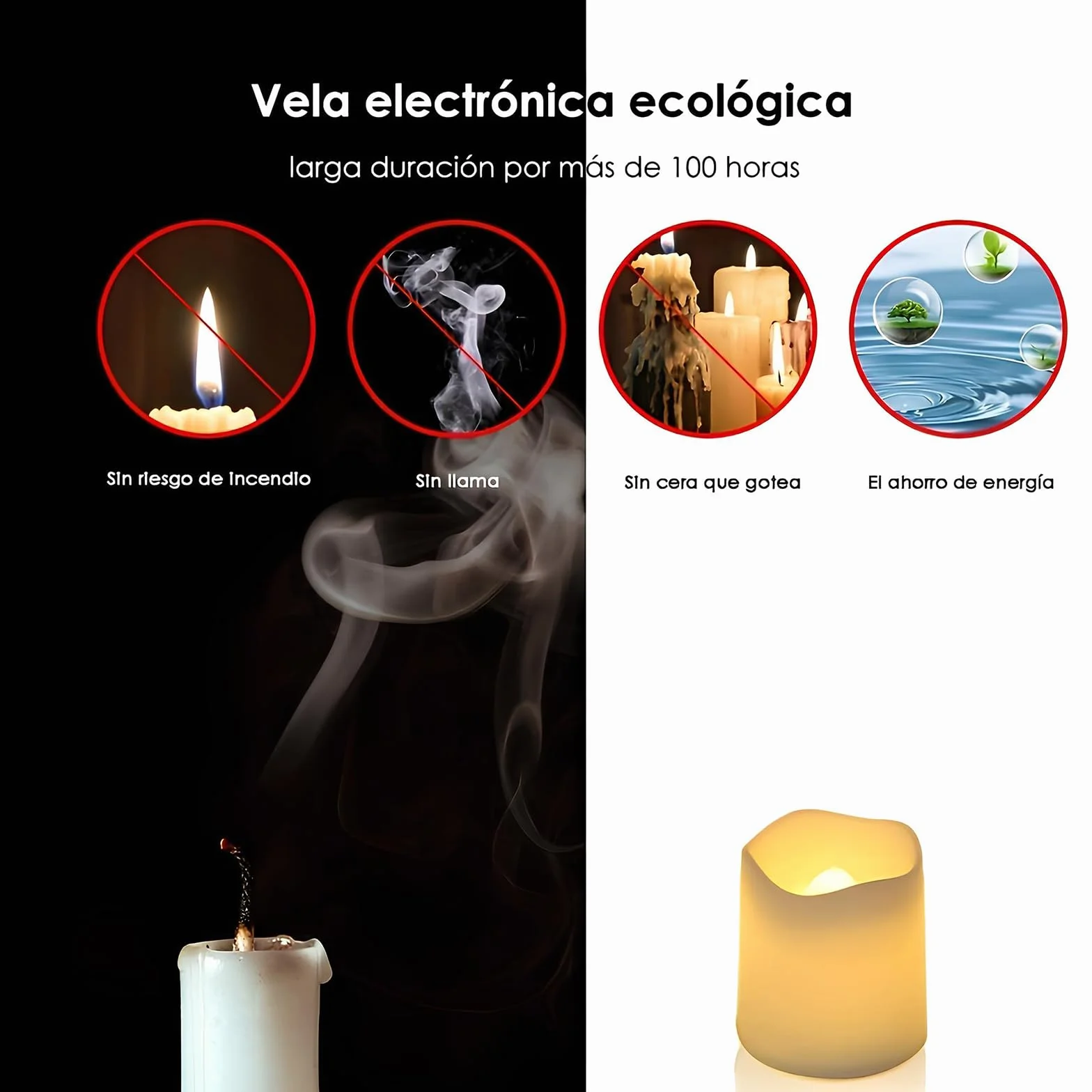 Bougies LED Flamme 24 Pièces, Chandelles Lumineuses Sans Flamme, Chauffe-Plat Électriques pour Décoration Maison Noël Mariage
