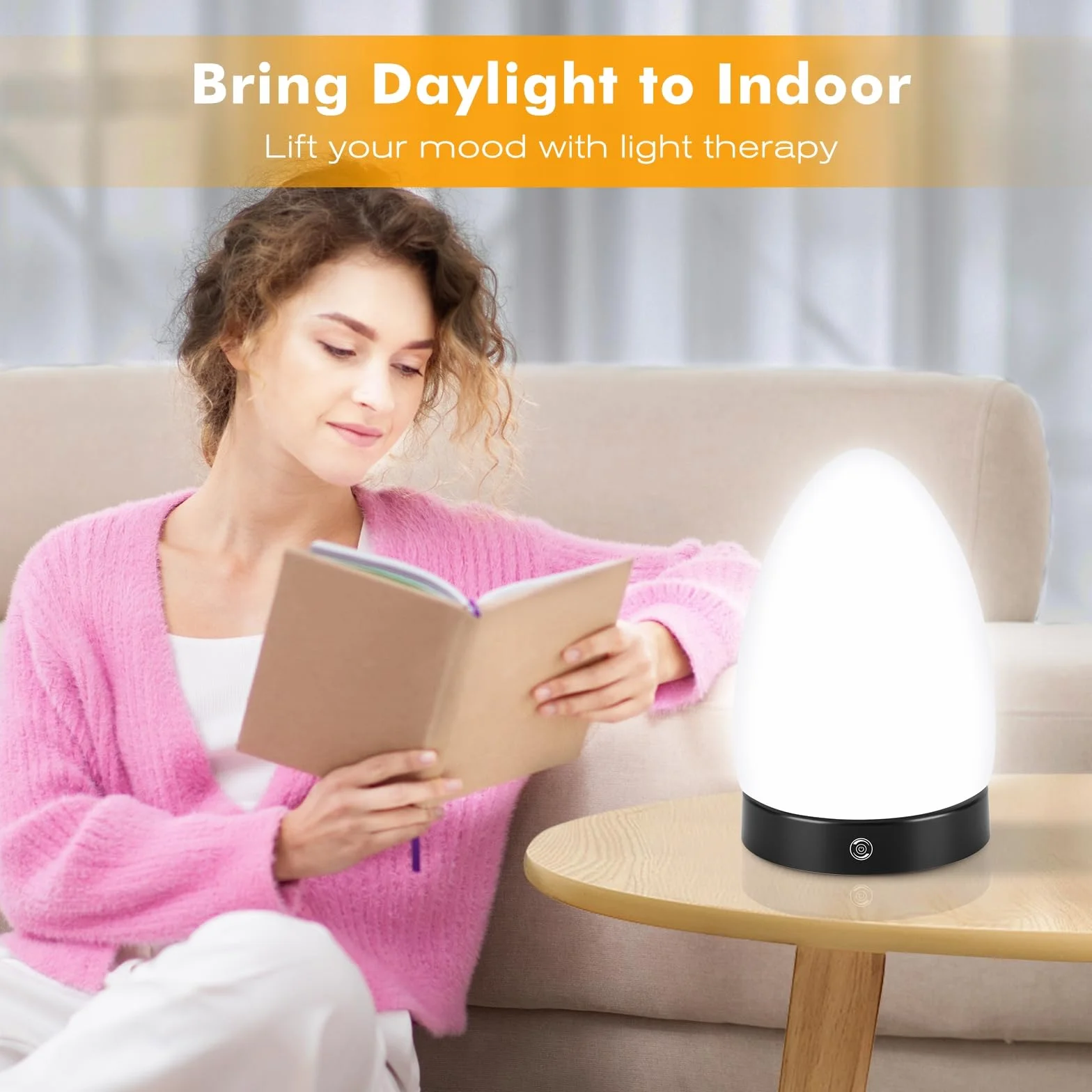 Lampe de luminothérapie 10.000 Lux avec télécommande, 3 températures de couleur, LED sans scintillement