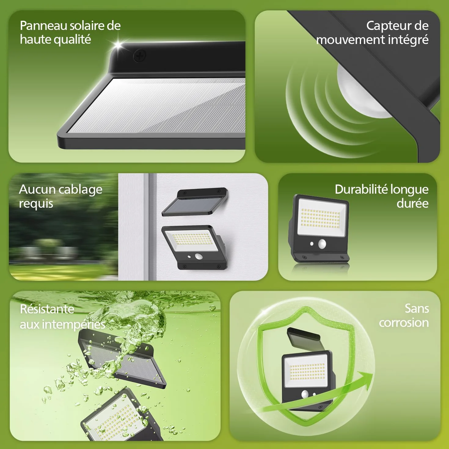 Philips Lampe de sécurité solaire d'extérieur LED 6500K projecteur mural étanche IP65 capteur de mouvement PIR télécommande 5 mètres 3 modes