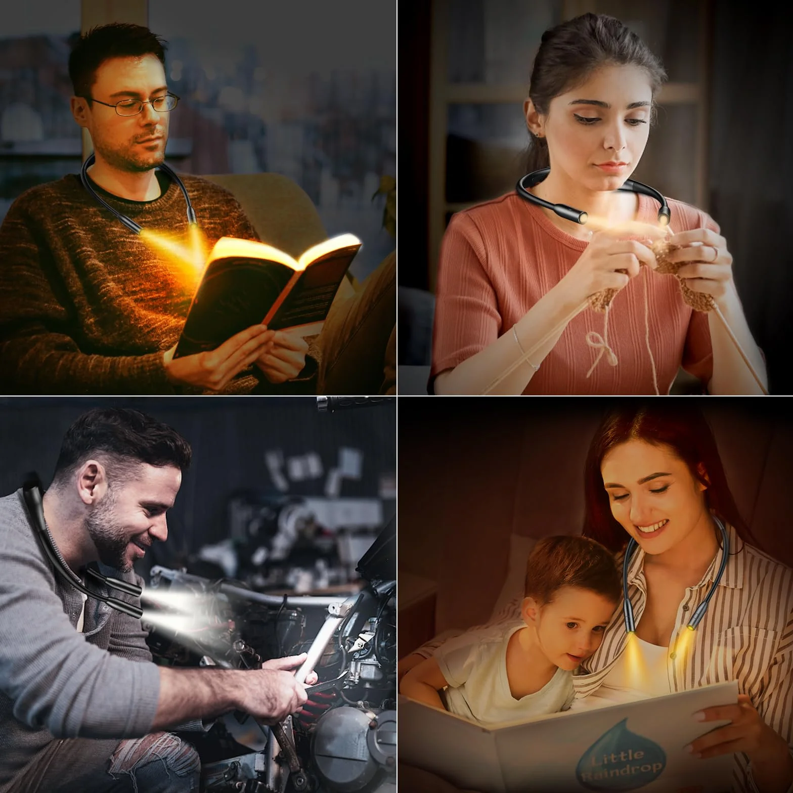 Gritin Lampe de Lecture de Cou Rechargeable, 80H Autonomie, Cou Ergonomique & Bras Flexible
