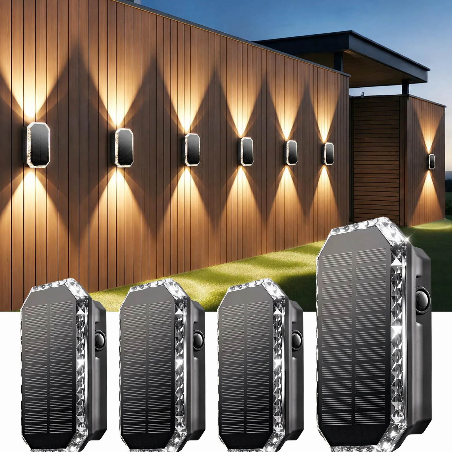 Lampe Solaire Exterieur Murale Lot de 4 Applique Solaire IP65 Jardin