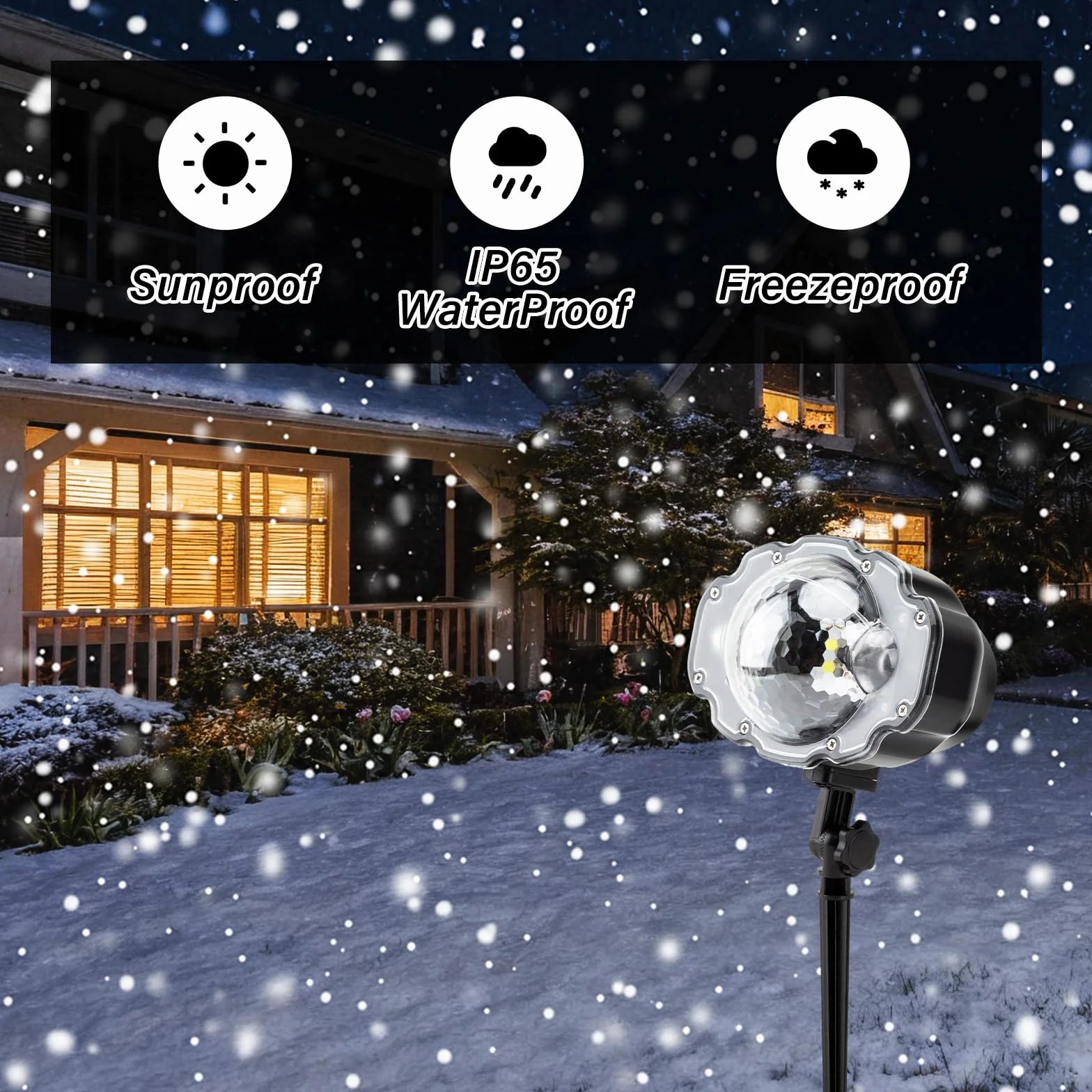 Projecteur de Noël LED chute de neige extérieur étanche télécommande Nouvel An Halloween mariage