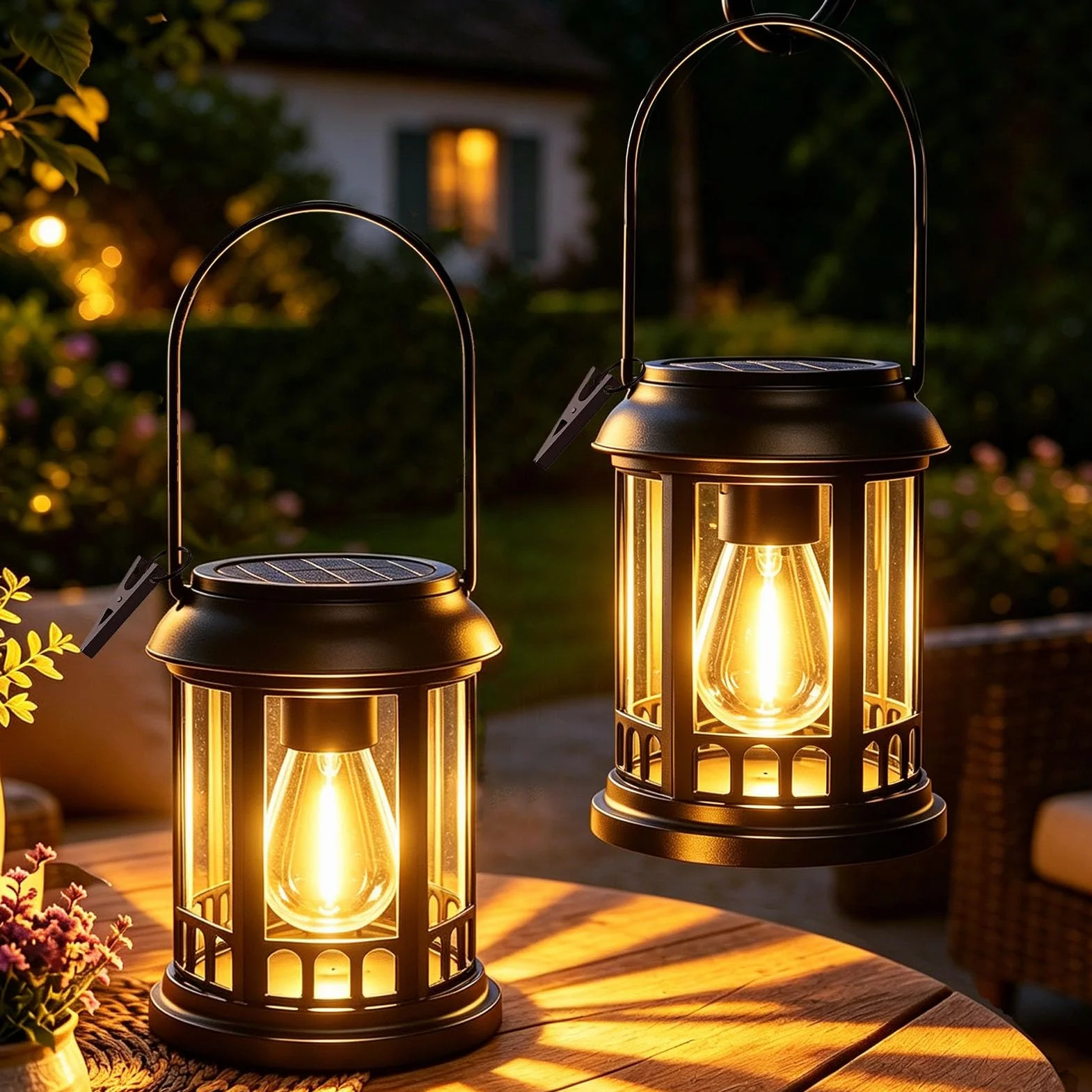 yowin Lanterne Solaire Exterieur Jardin 2 Pièces Lampe Solaire Suspension LED IP44 Étanche
