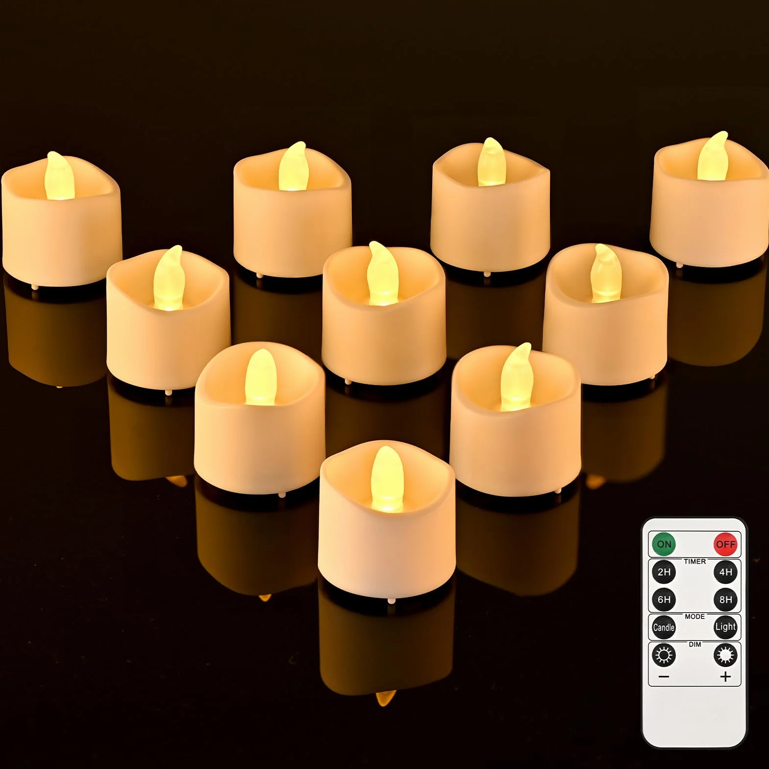 RaceGT Lot de 20 bougies LED chauffe-plat avec minuterie et télécommande, blanc chaud
