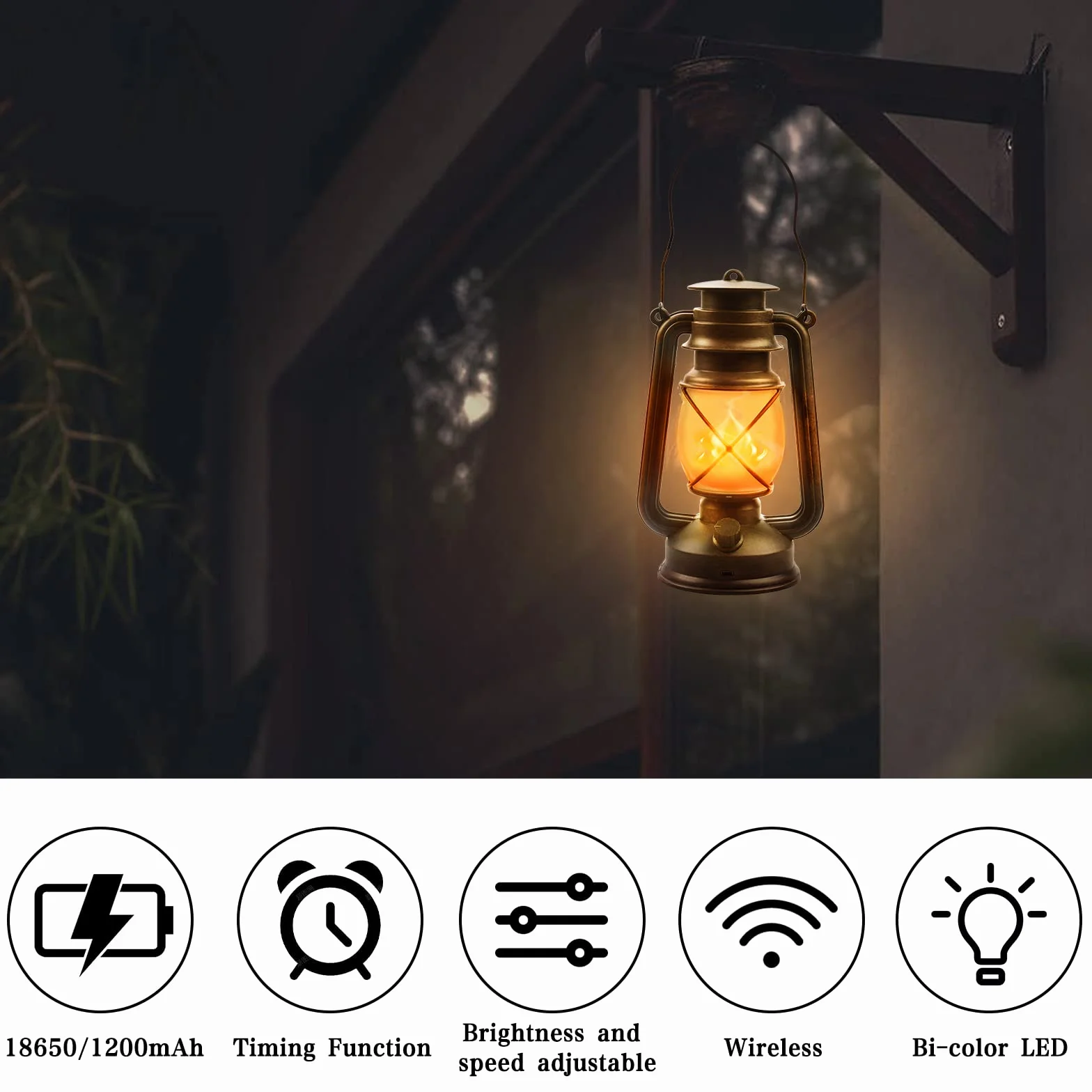 Lanterne LED Extérieure Vintage Jardin avec Télécommande 4 Modes Sans Fil Effet Flammes 2 Pack