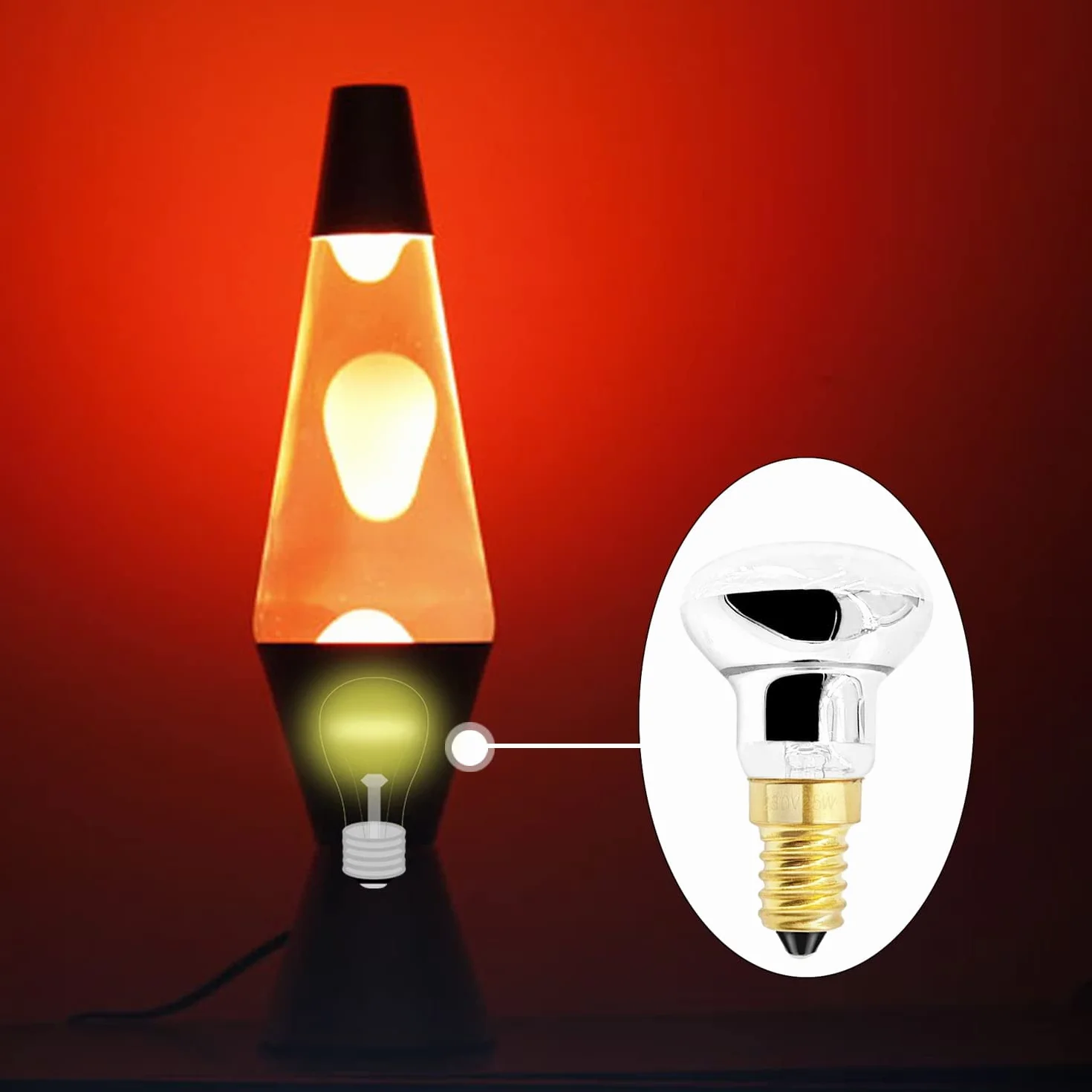 Ampoule Lampe à Lave R39 E14 25W 260lm 2800K Lot de 4