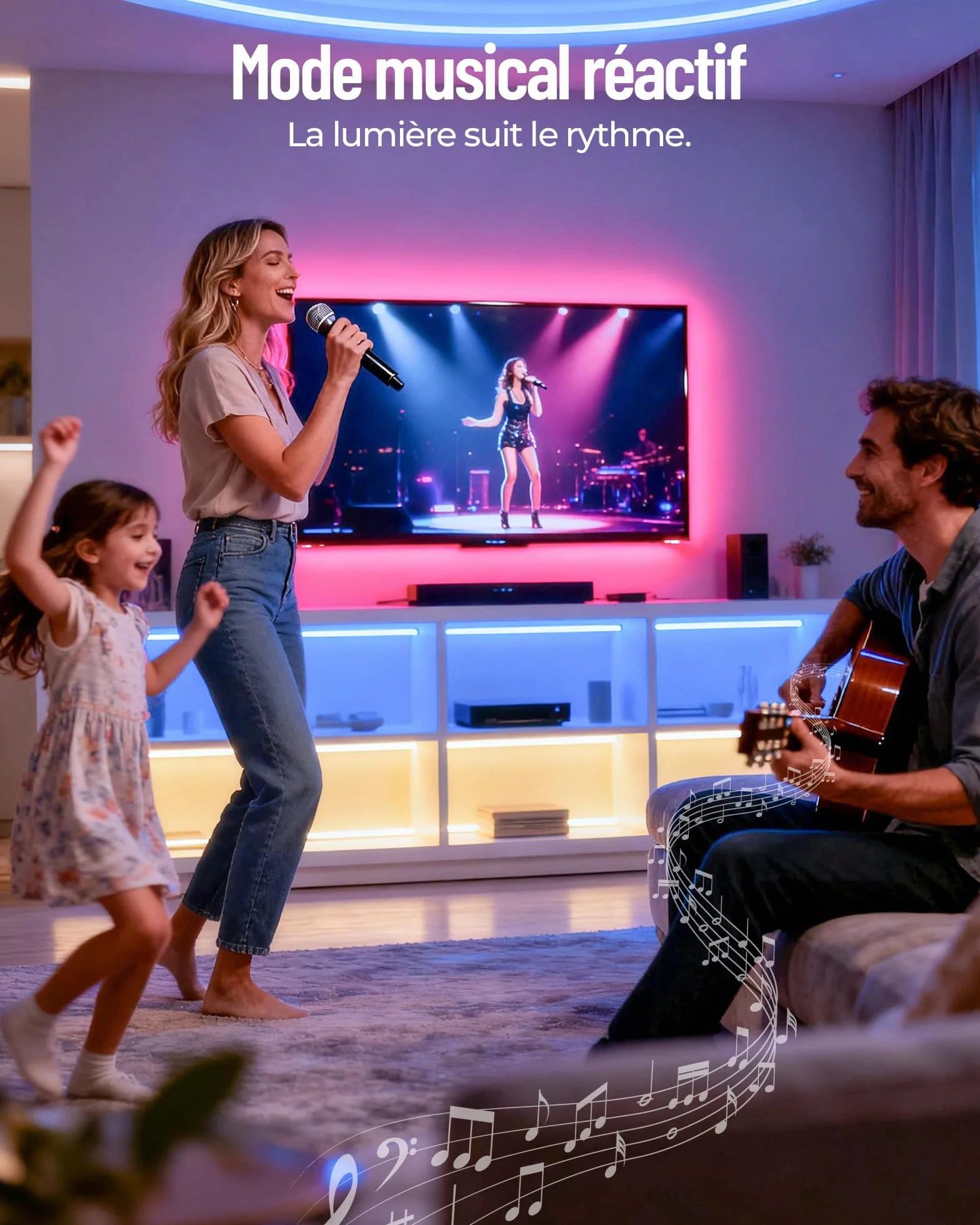 Ruban LED 5m 24V RGB avec Télécommande & App Bluetooth, Bande LED 5050 pour Intérieur Plafond Mur Lit