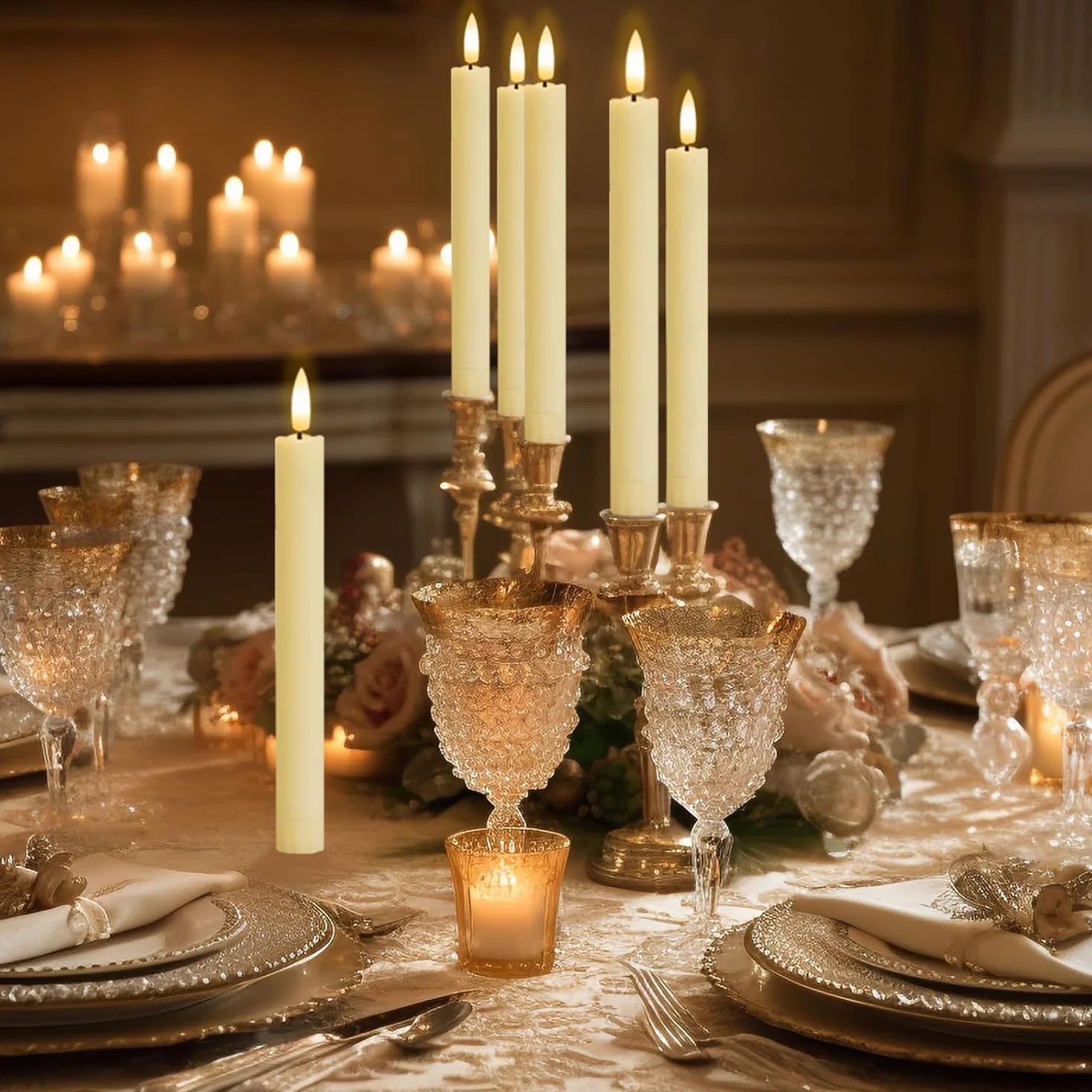 Chandelle LED 12 Pièces 25 CM Bougies Bâton LED Longues Fines avec Minuterie Scintillement Télécommande Halloween