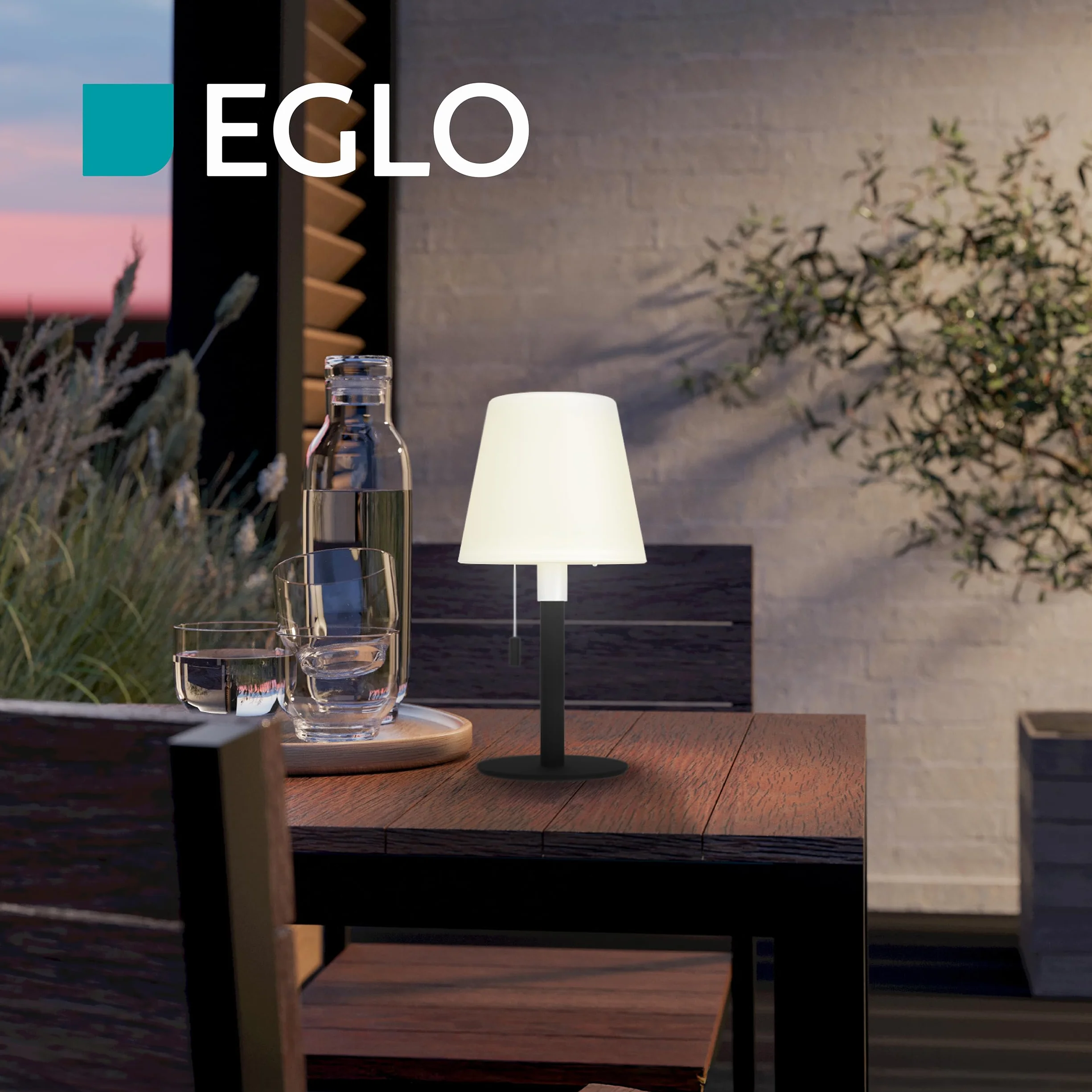 Eglo Montapalma-L Lampe de Table Extérieure Solaire LED Rechargeable, Acier Noir, IP54