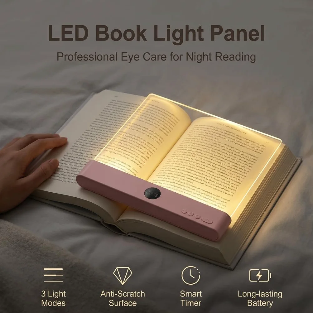 Lampe de Lecture LED Rechargeable USB-C, 3 Couleurs Réglables, Portable, Minuteur 99 min