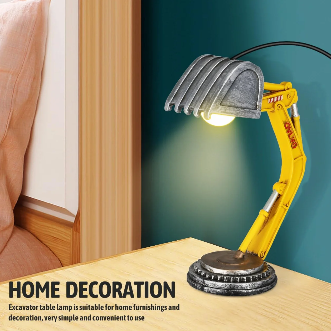 Lampe Pelleteuse Résine USB 21 cm Veilleuse Enfant Décoration Chambre