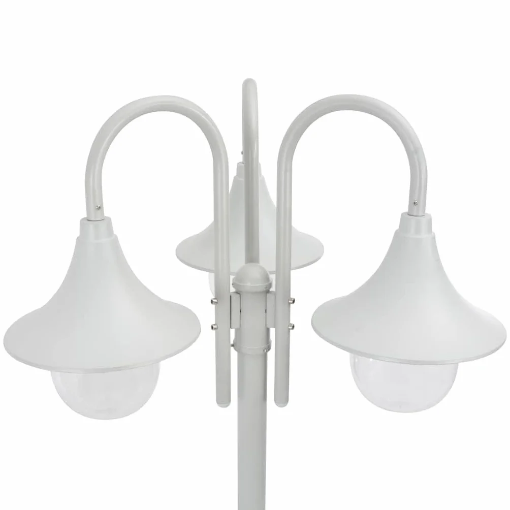 Lampadaire de Jardin vidaXL E27 220 cm Aluminium 3 Lanternes Blanc