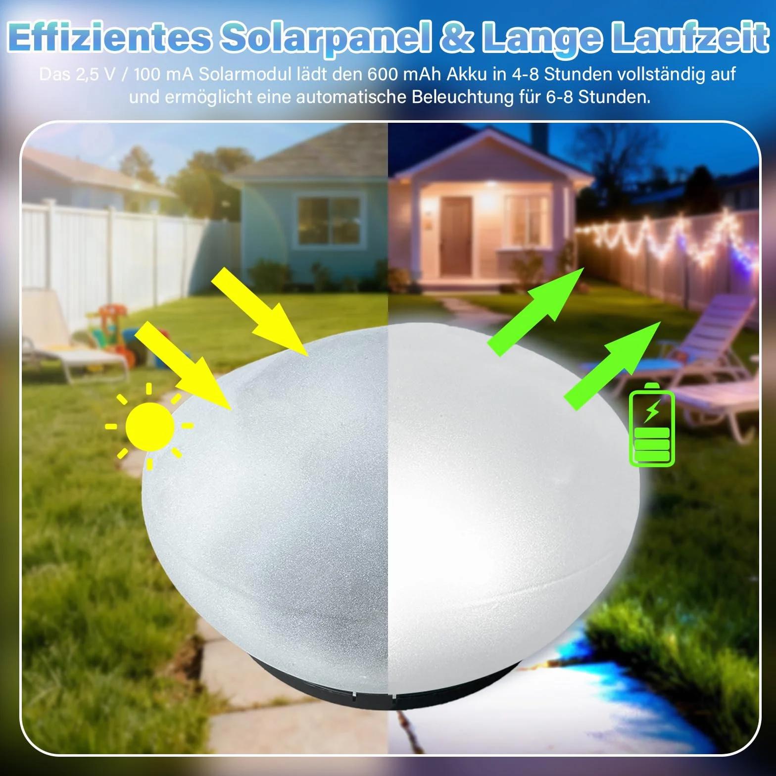 Lumière Blanche Froide Lampe Solaire en Verre, 4 LED, Étanche IP44, Allumage Automatique pour Jardin