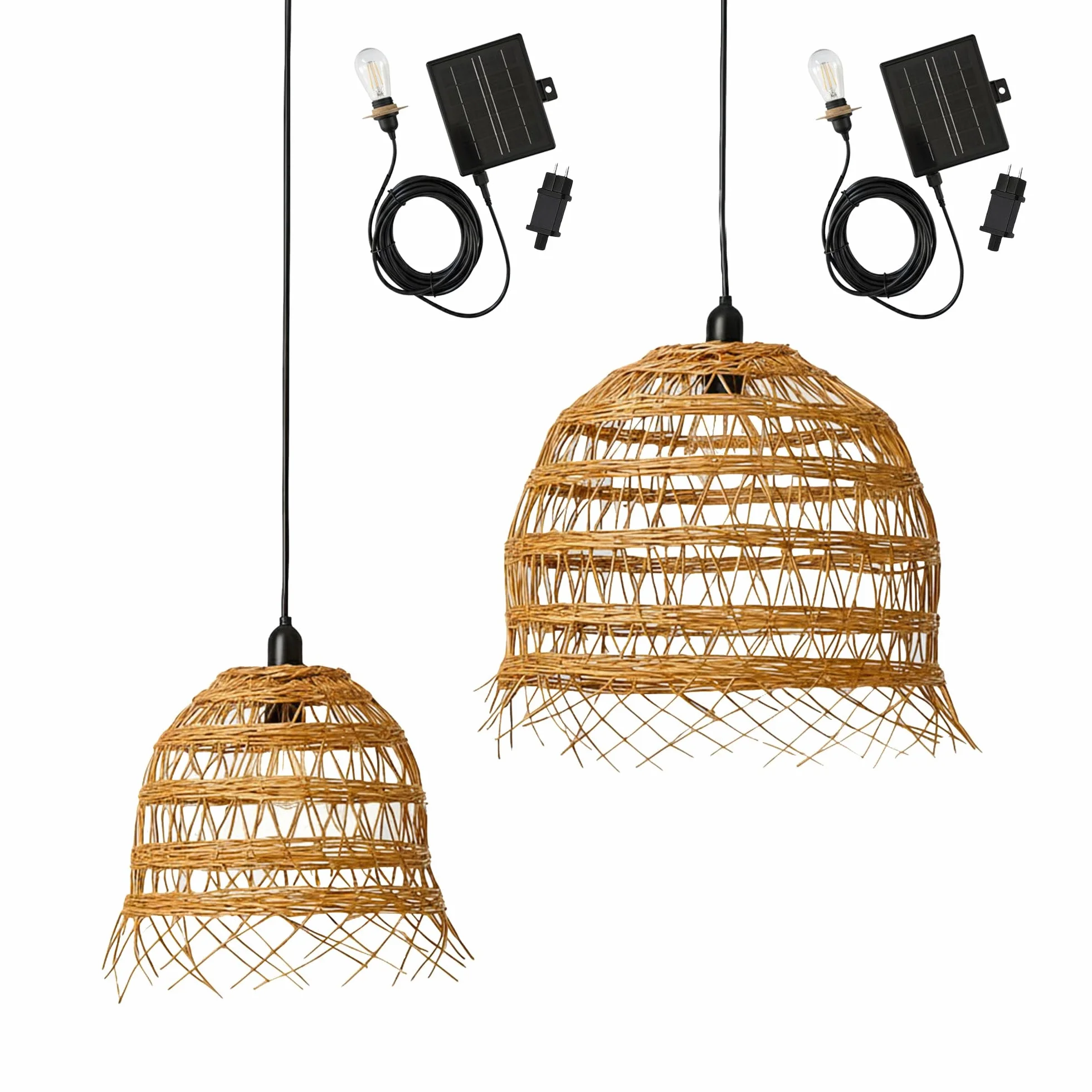 Suspensions solaires HAWAII LONG SOLAR Lot de 2 poly rotin câble hybride secteur 5m