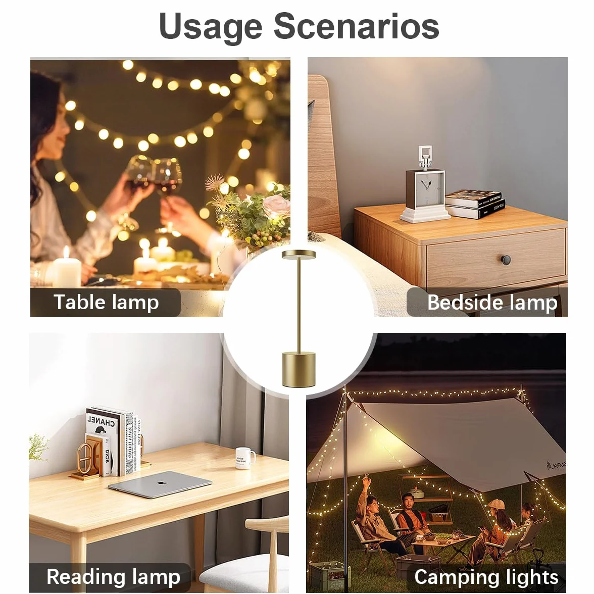 Lampe de chevet tactile sans fil 5000mAh 2 PCS LED rechargeable USB, 3 températures de couleur