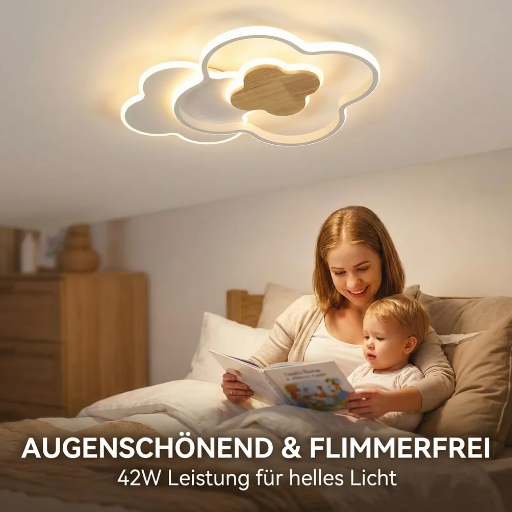 Plafonnier LED 55CM Dimmable Télécommande Trèfle à quatre feuilles Créative Chambre Enfant