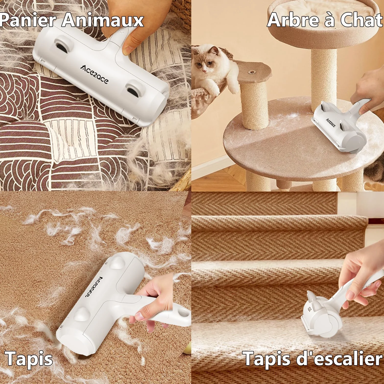 ACE2ACE Brosse Anti Poils Animaux pour Chat Chien, Rouleau Ramasse Poils Réutilisable