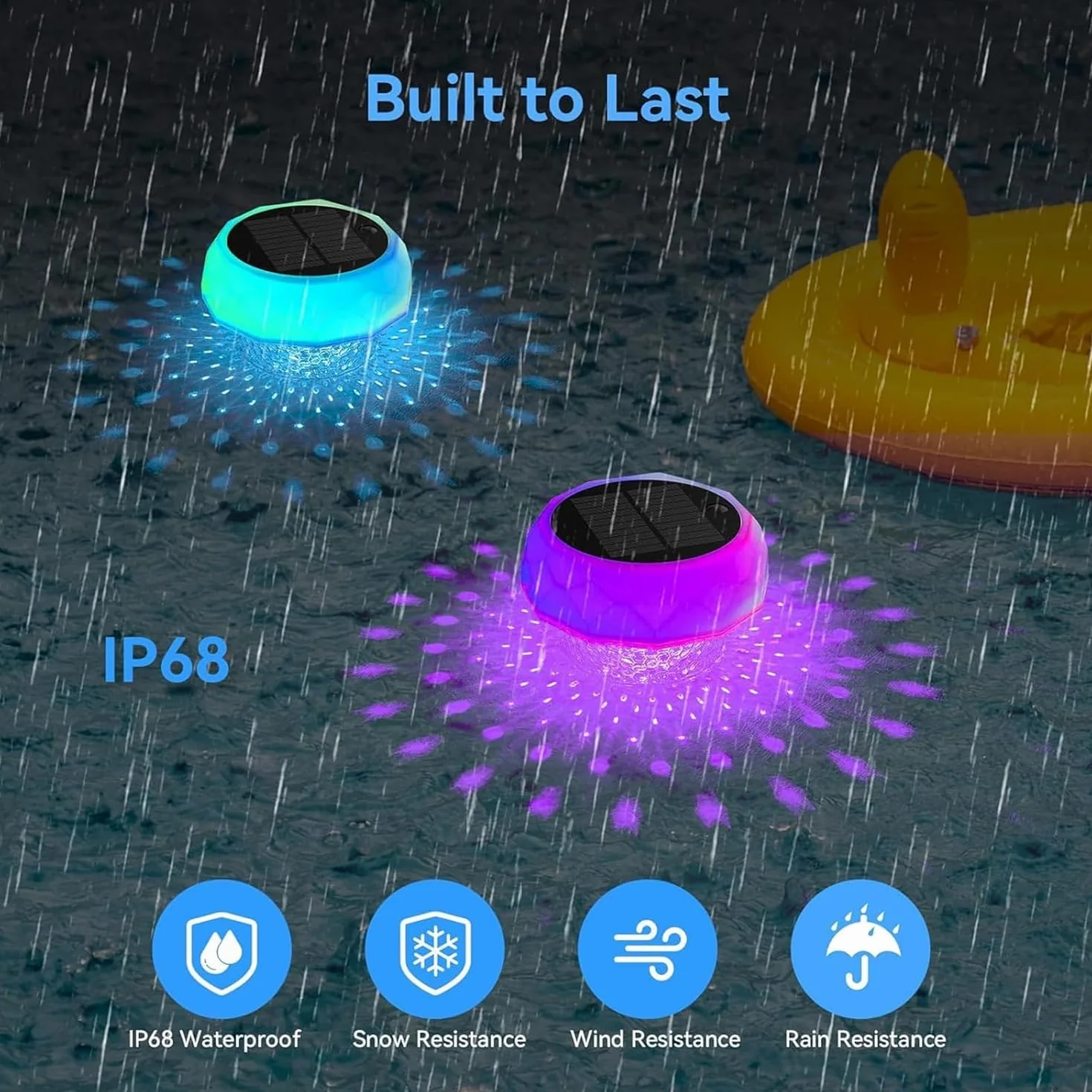 yowin Lumiere Piscine Solaire Flottante 7 Couleurs 3 Modes IP68 Étanche