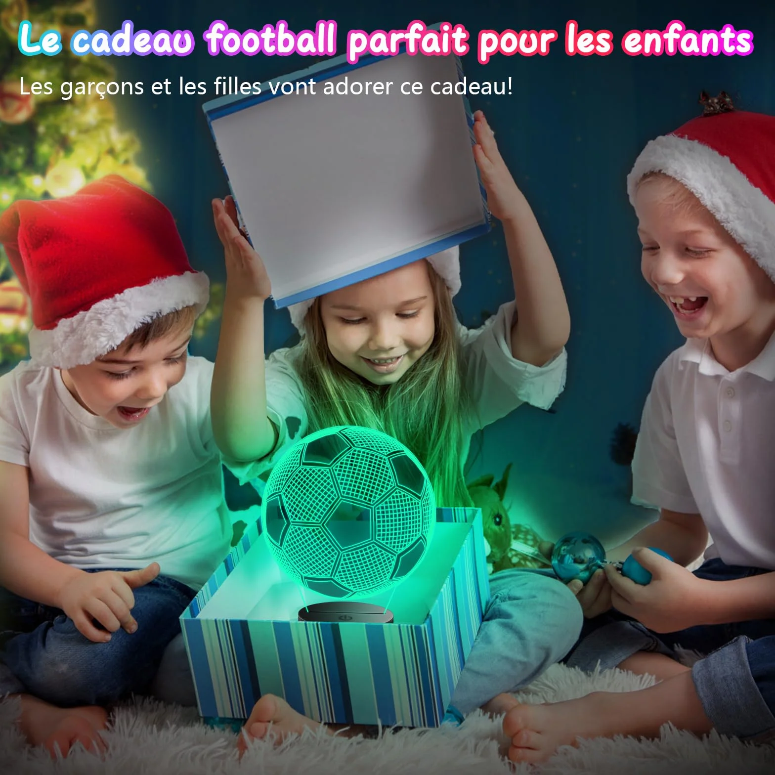Veilleuse 3D Illusion Football pour Enfants, Lampe Foot Décoration Chambre Garçon 16 Couleurs