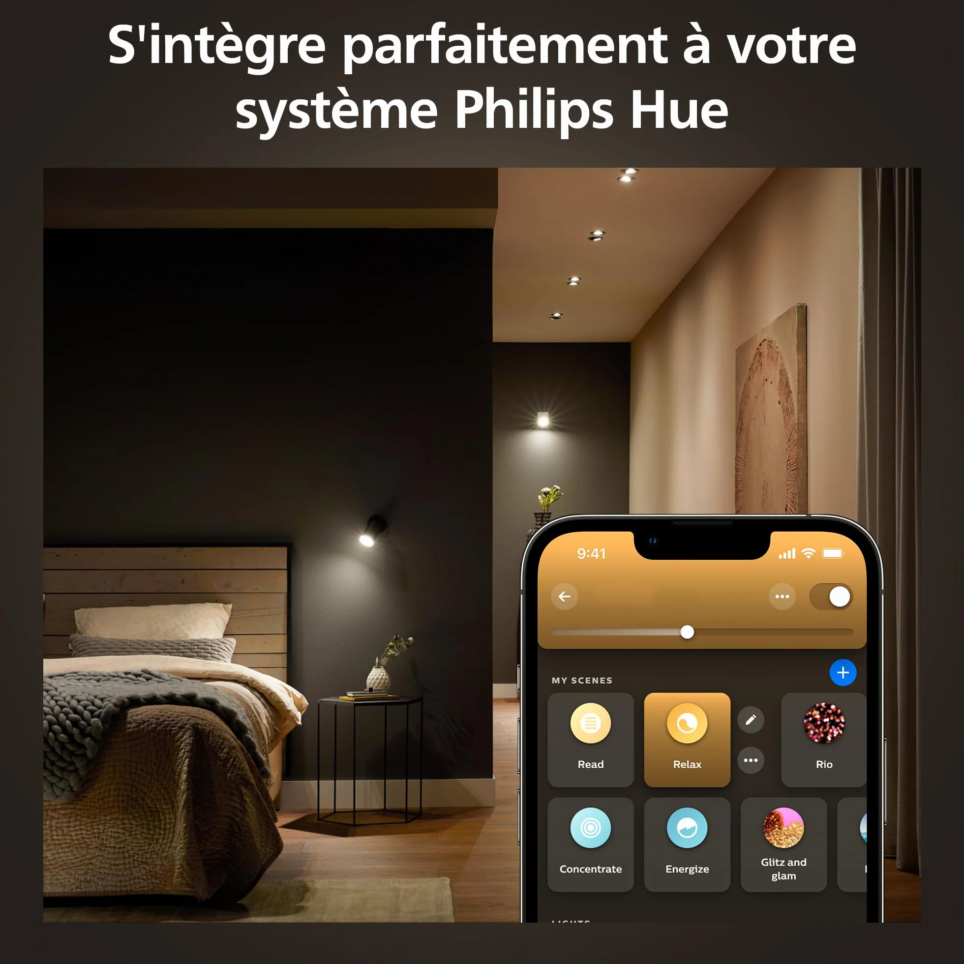 Philips Hue White Ambiance Ampoule LED GU10 400 lumens Pack de 5 Compatible Bluetooth Alexa Google Assistant Apple HomeKit