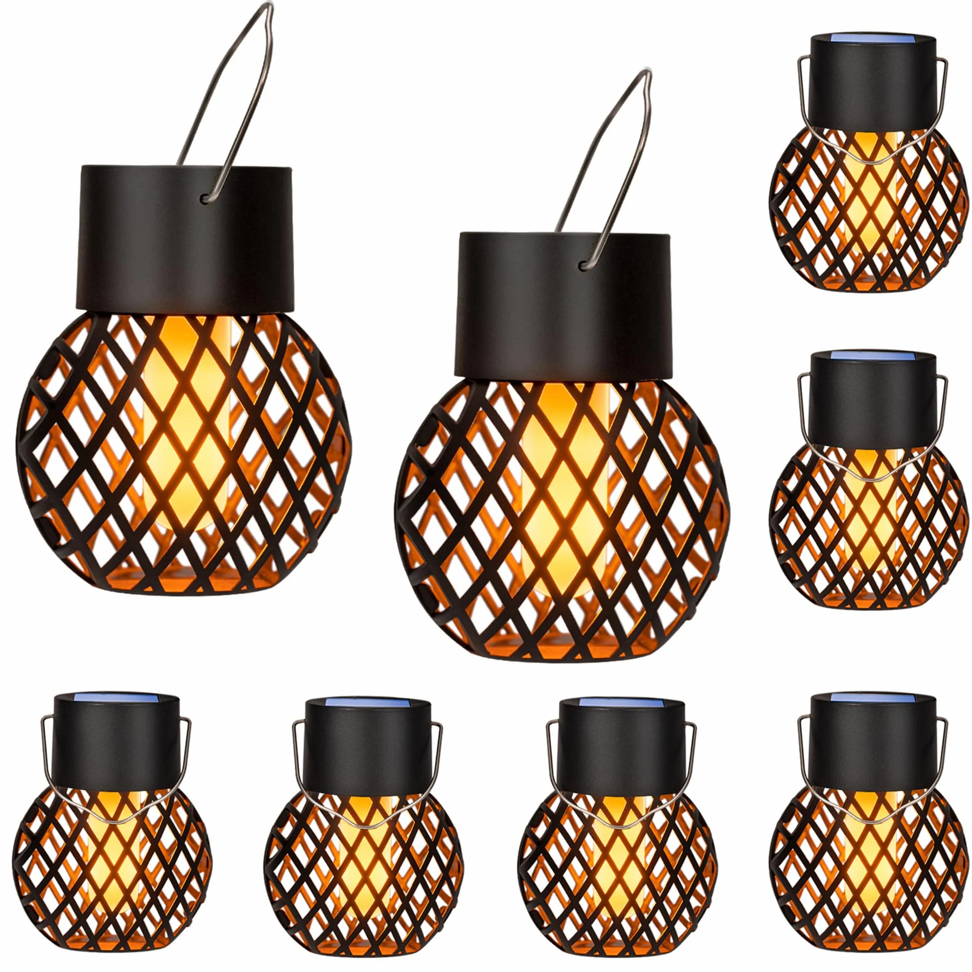 GIGALUMI Lampes solaires de jardin extérieur, lot de 8, étanches, flamme vacillante
