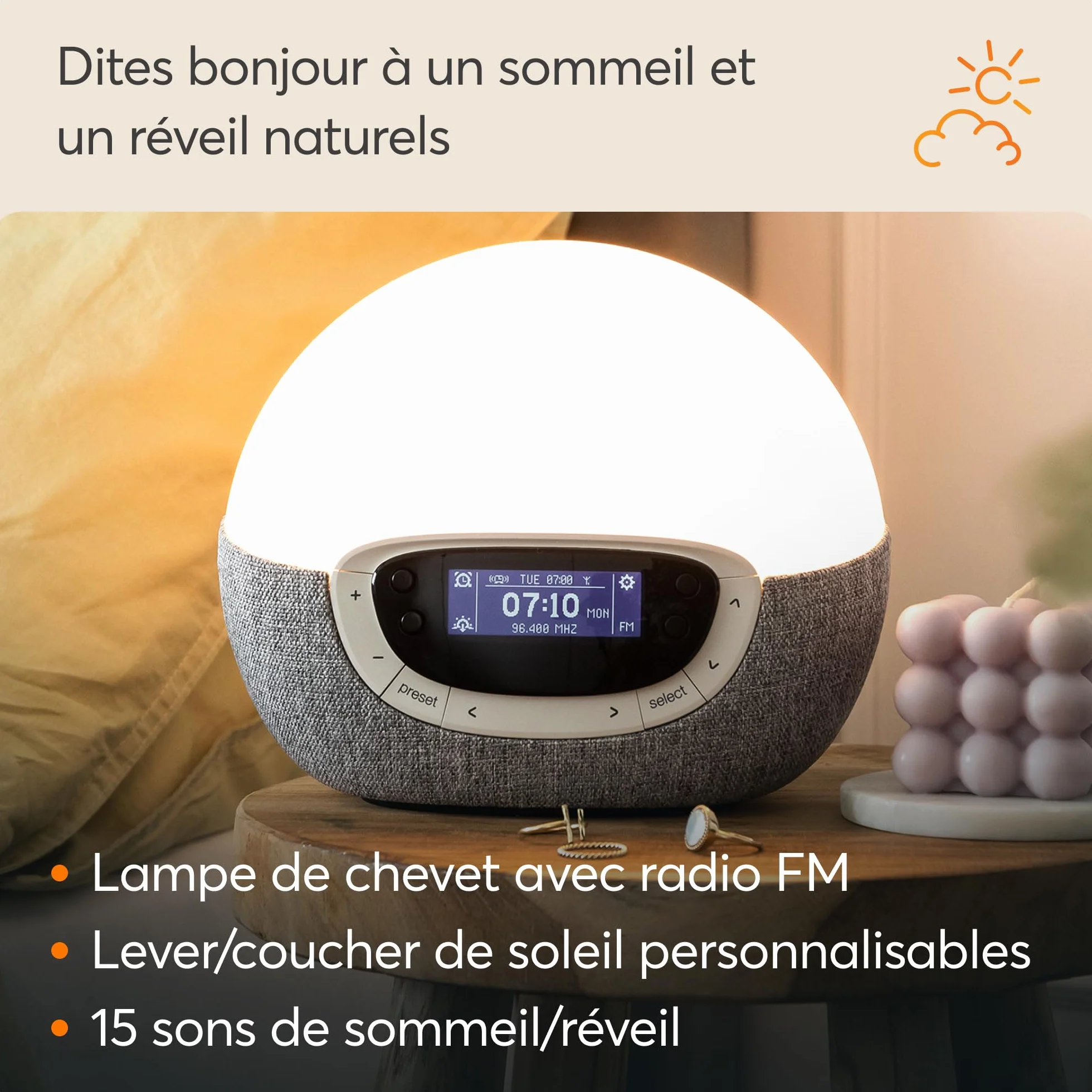 Lumie Bodyclock Shine 300 Réveil Simulateur d’Aube et Crépuscule Radio 14 Mélodies